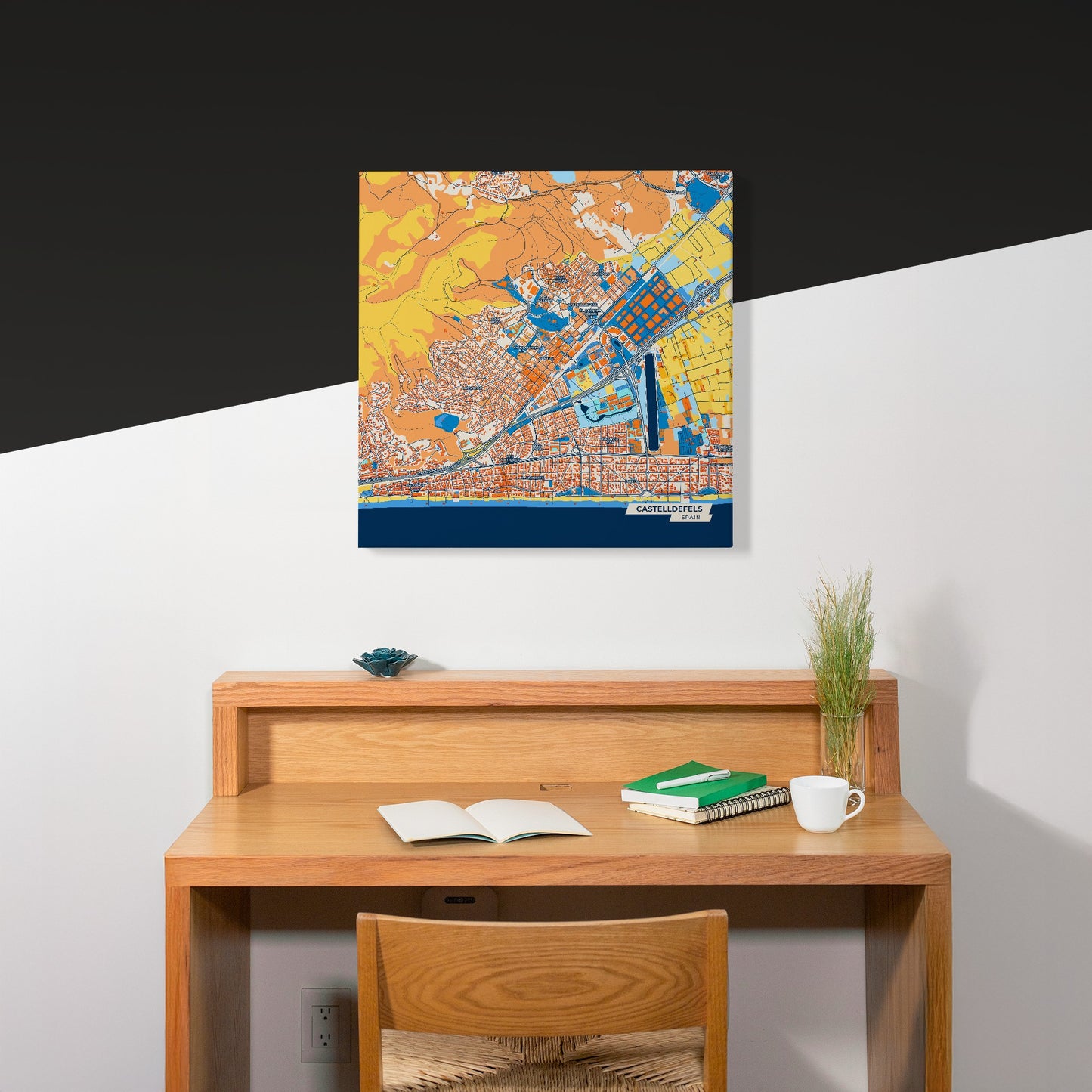 Castelldefels Spain Colorful City Map Canvas Print Scene