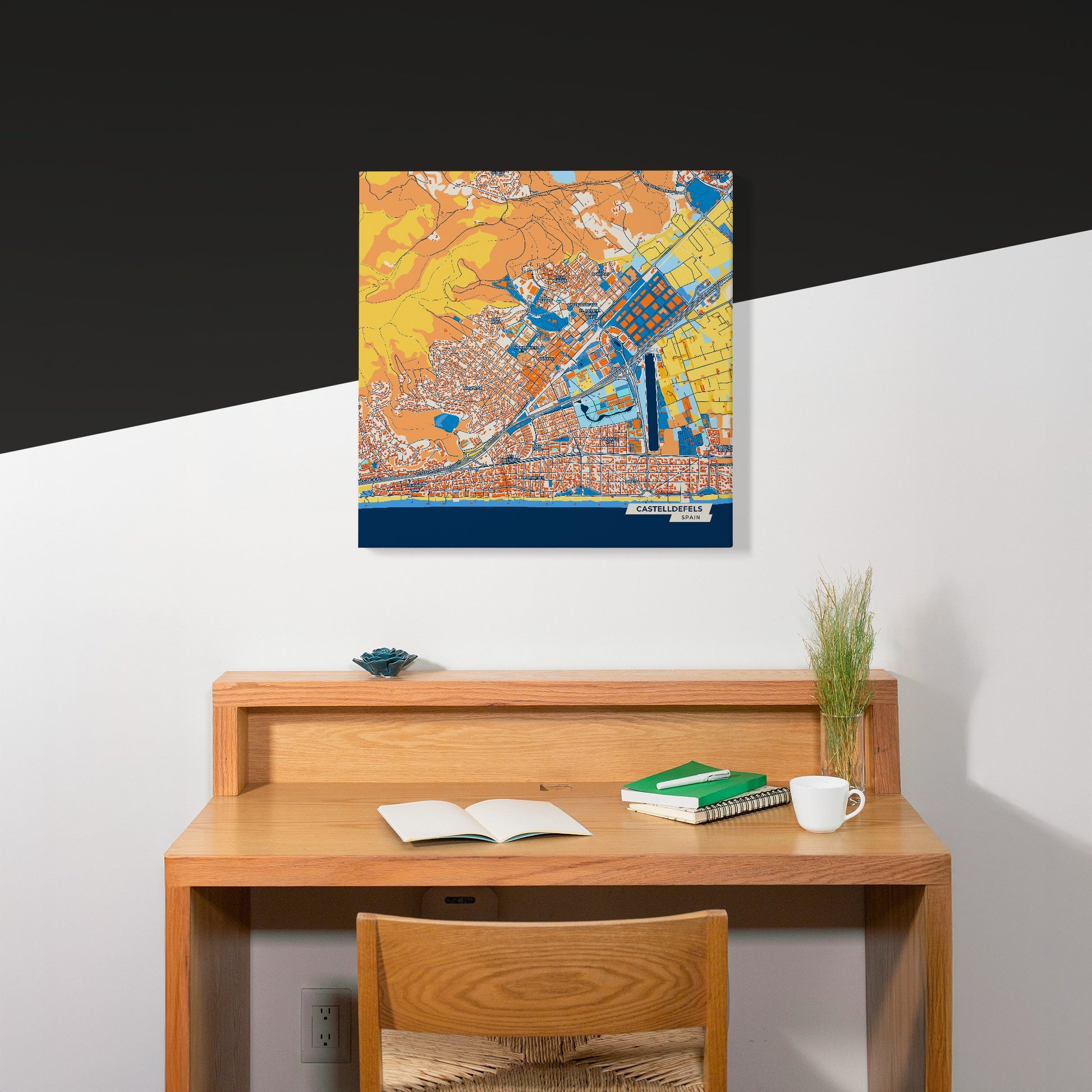 Castelldefels Spain Colorful City Map Canvas Print Scene
