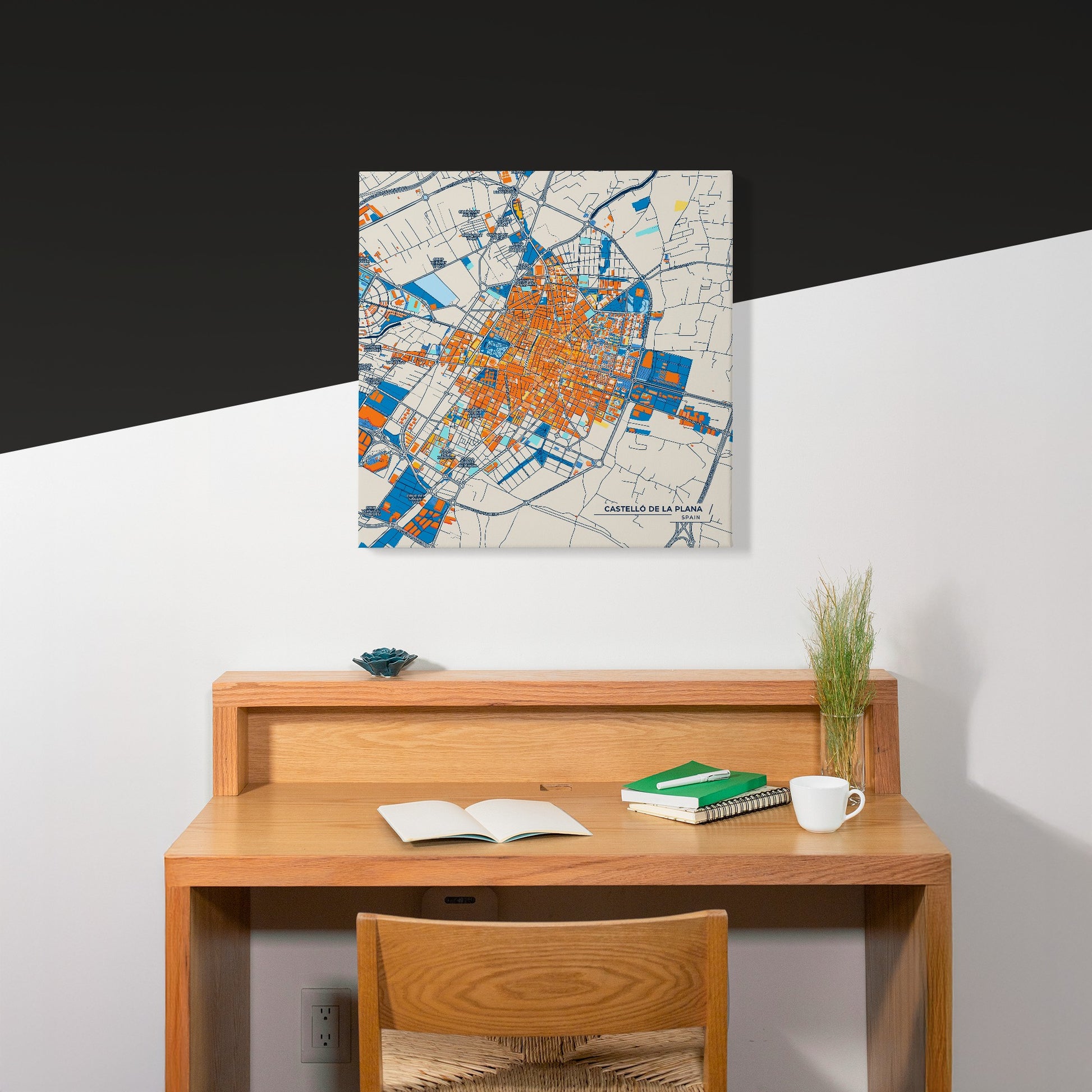 Castelló De La Plana Spain Colorful City Map Canvas Print Scene