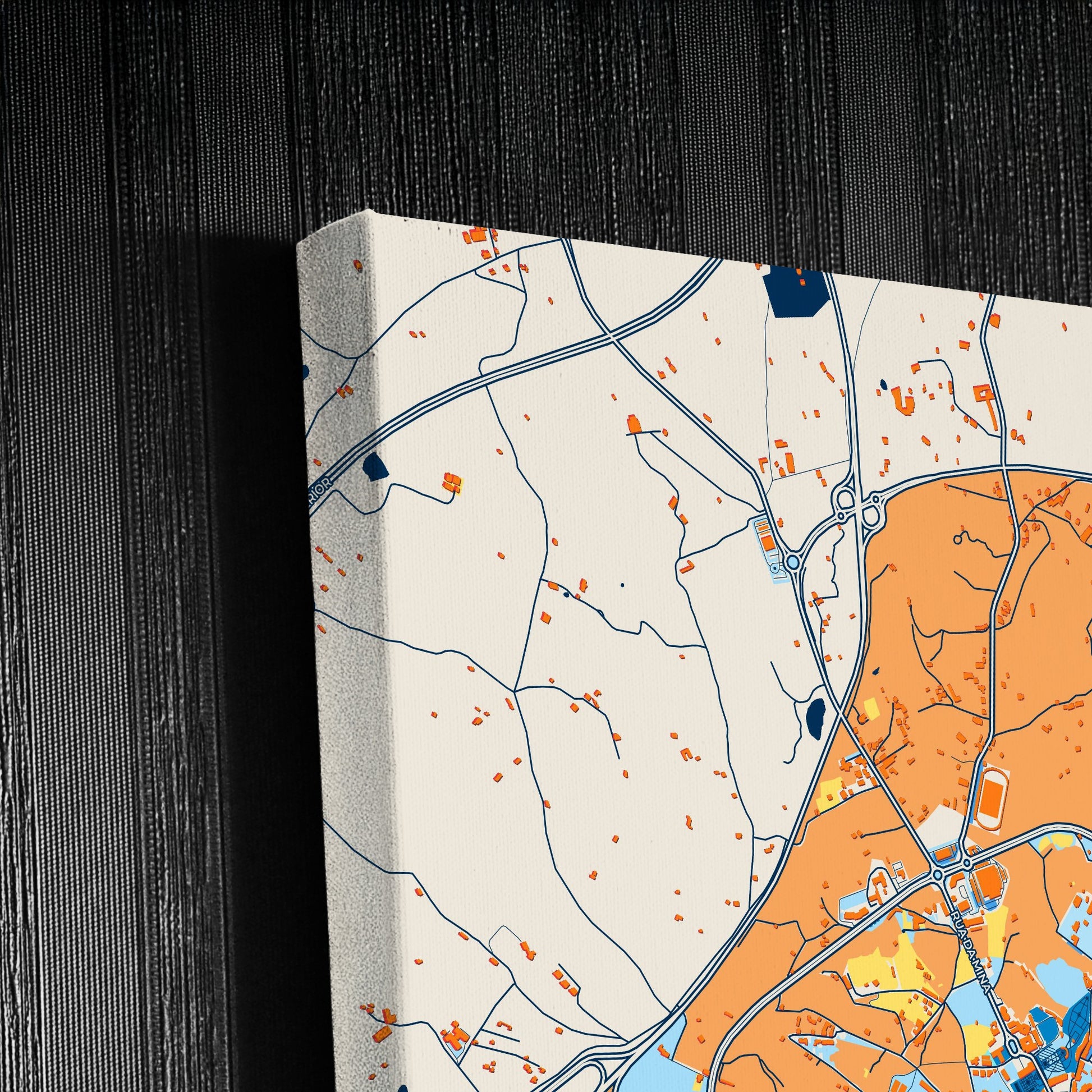 Castelo Branco Portugal Colorful City Map Canvas Print Detail