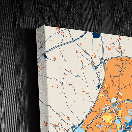 Castelo Branco Portugal Colorful City Map Canvas Print Detail