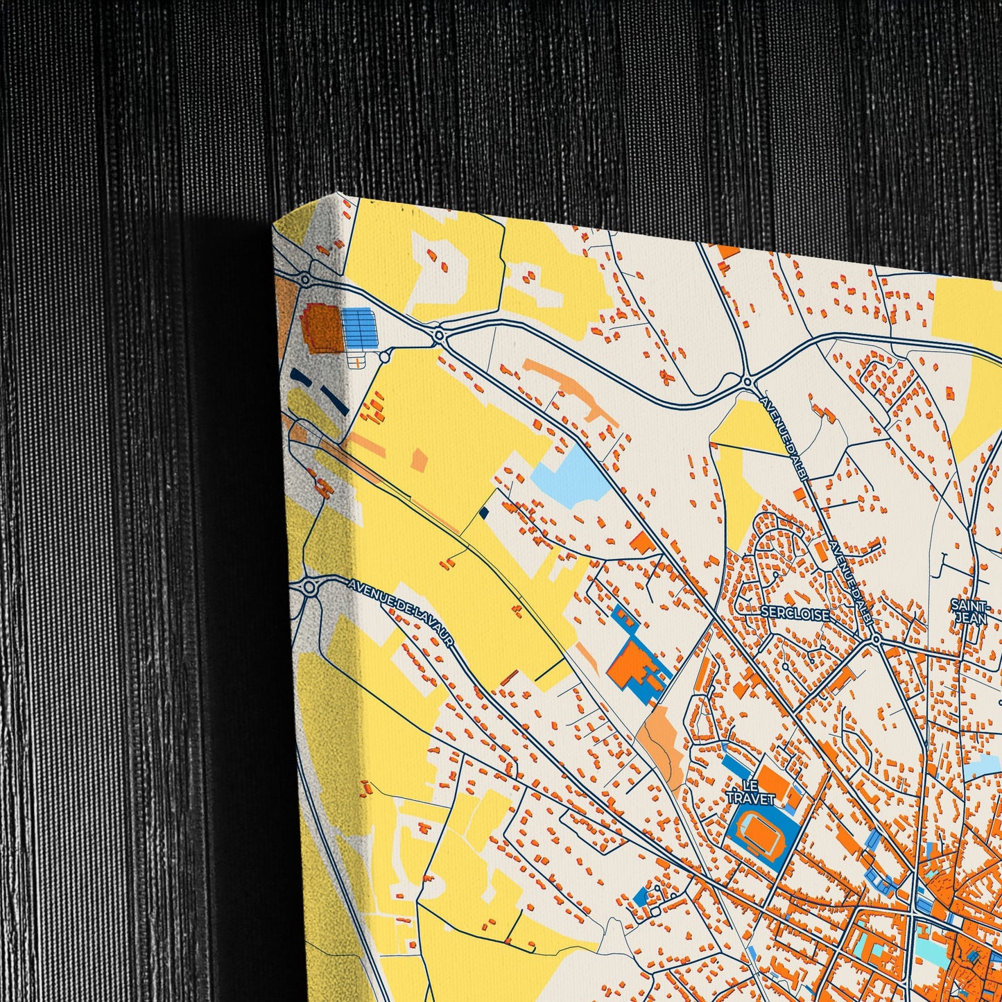 Castres France Colorful City Map Canvas Print Detail