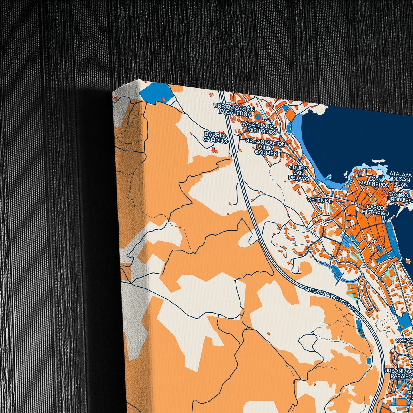 Castro-Urdiales Spain Colorful City Map Canvas Print Detail