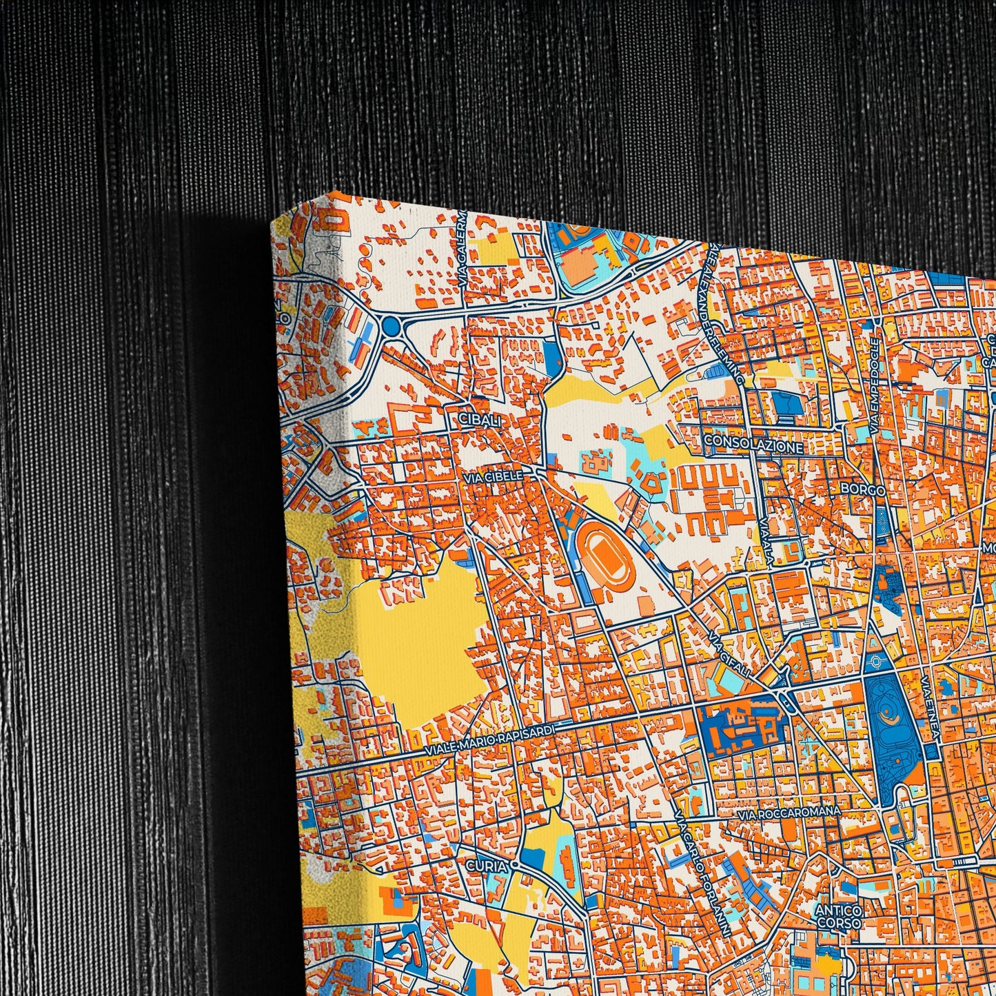 Catania  Italy Colorful City Map Canvas Print Detail