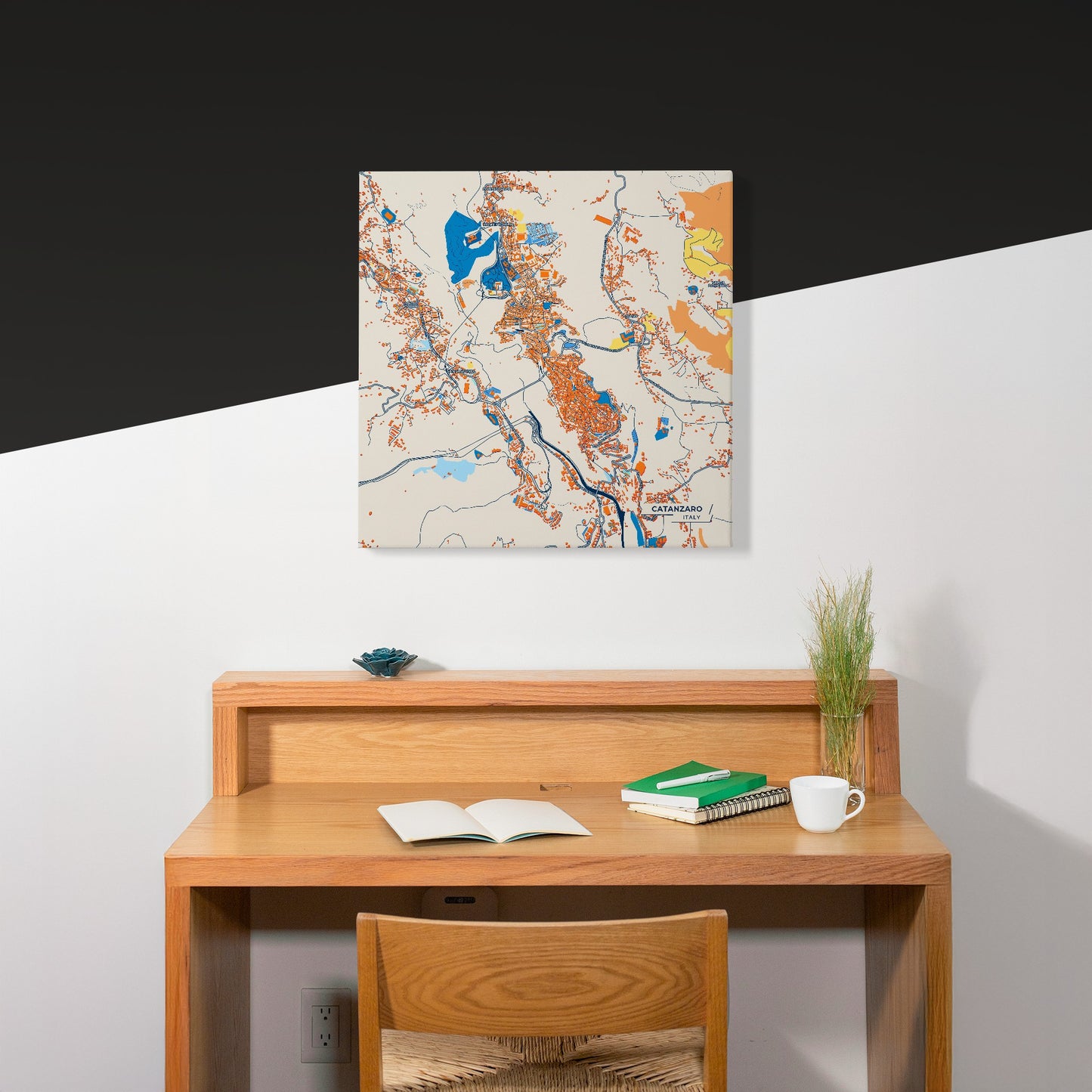 Catanzaro Italy Colorful City Map Canvas Print Scene