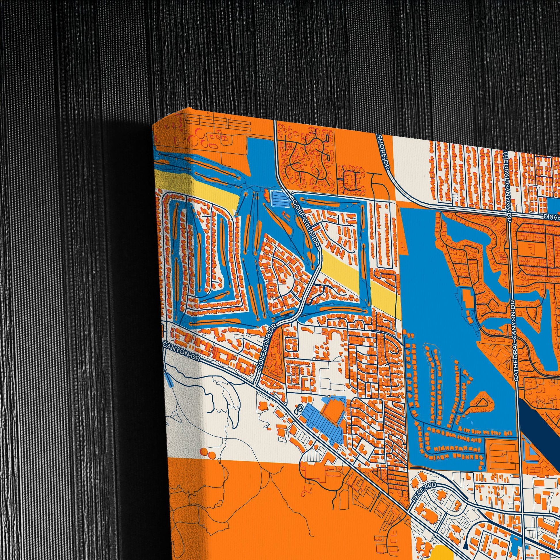 Cathedral City California Colorful City Map Canvas Print Detail