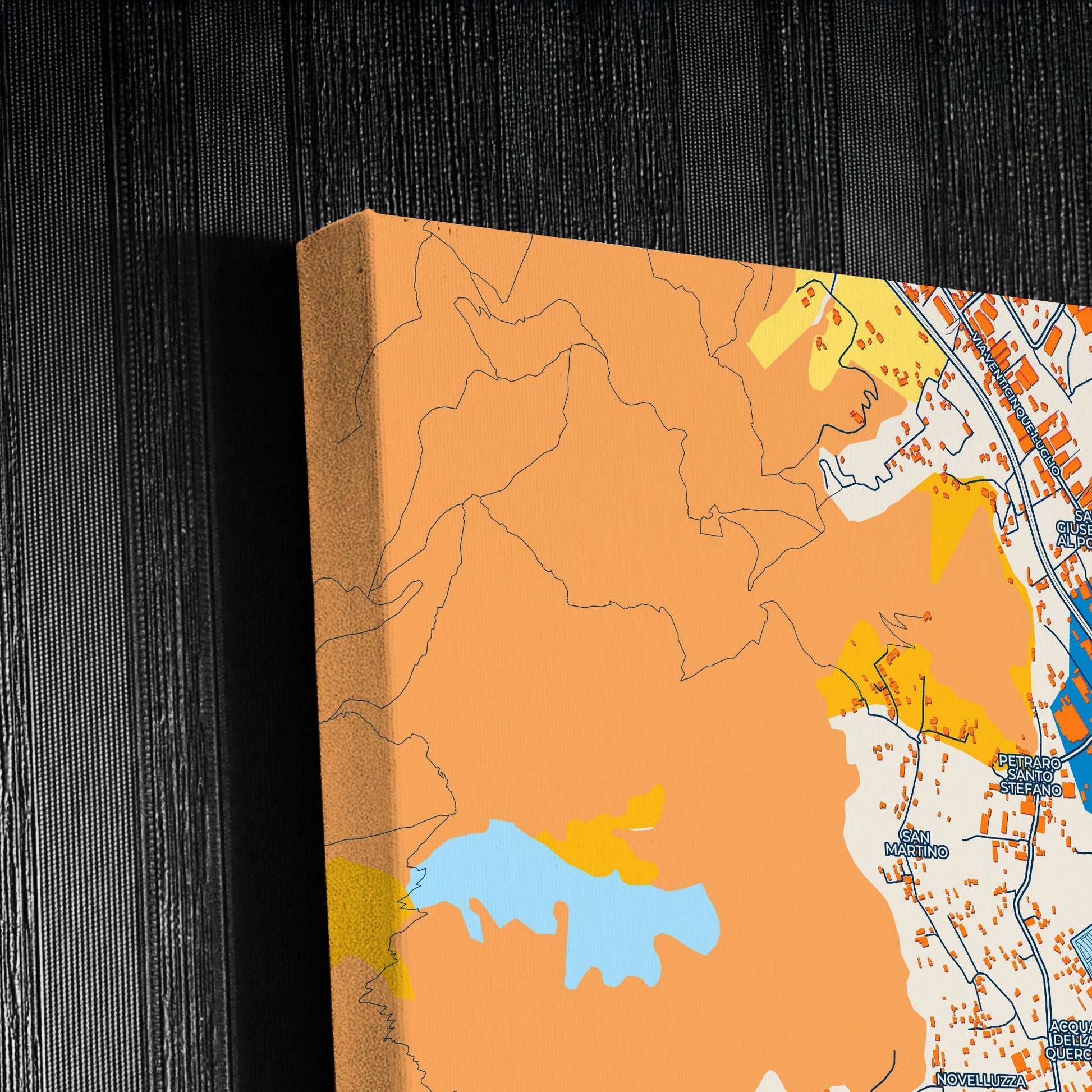 Cava De  Tirreni Italy Colorful City Map Canvas Print Detail