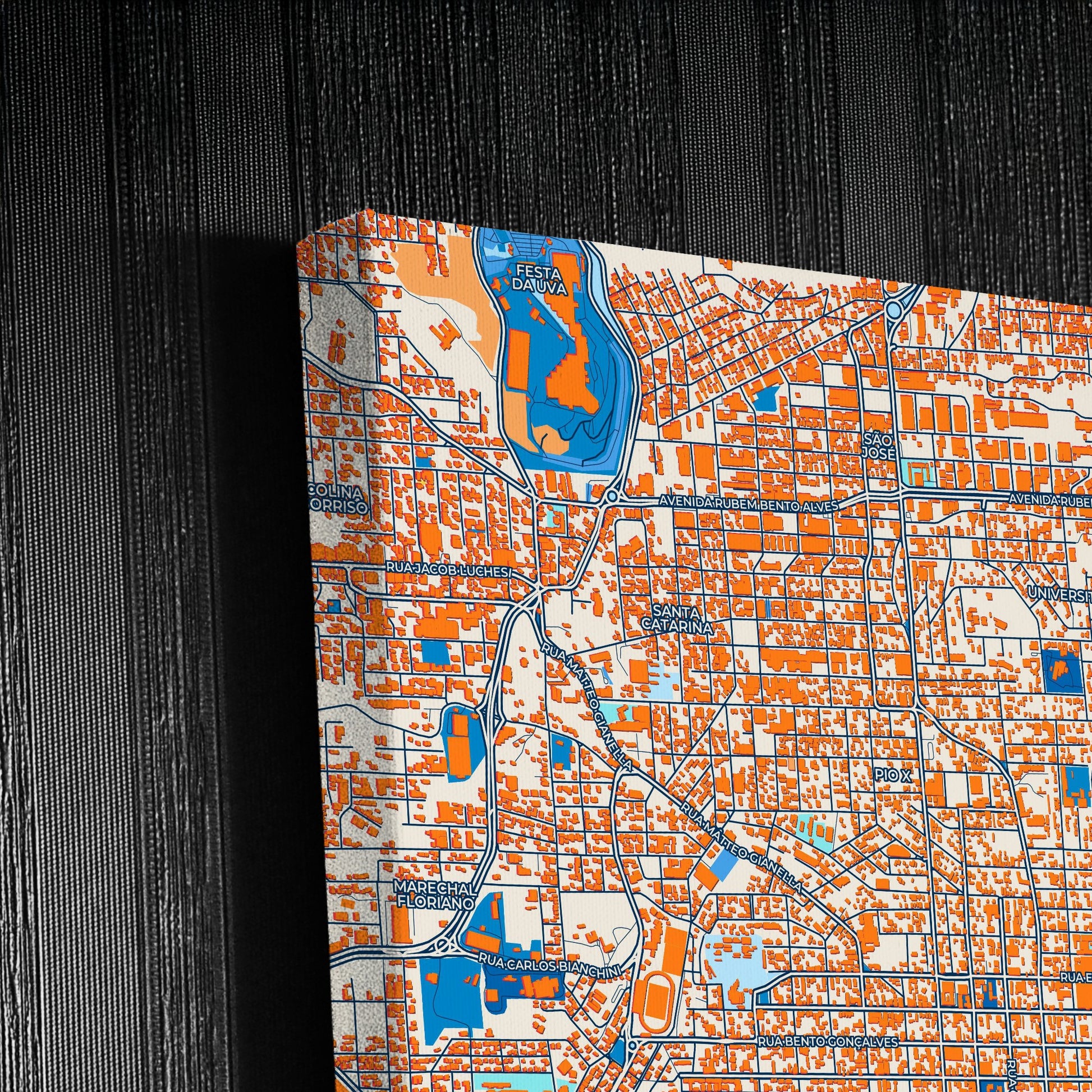 Caxias Do Sul Brazil Colorful City Map Canvas Print Detail
