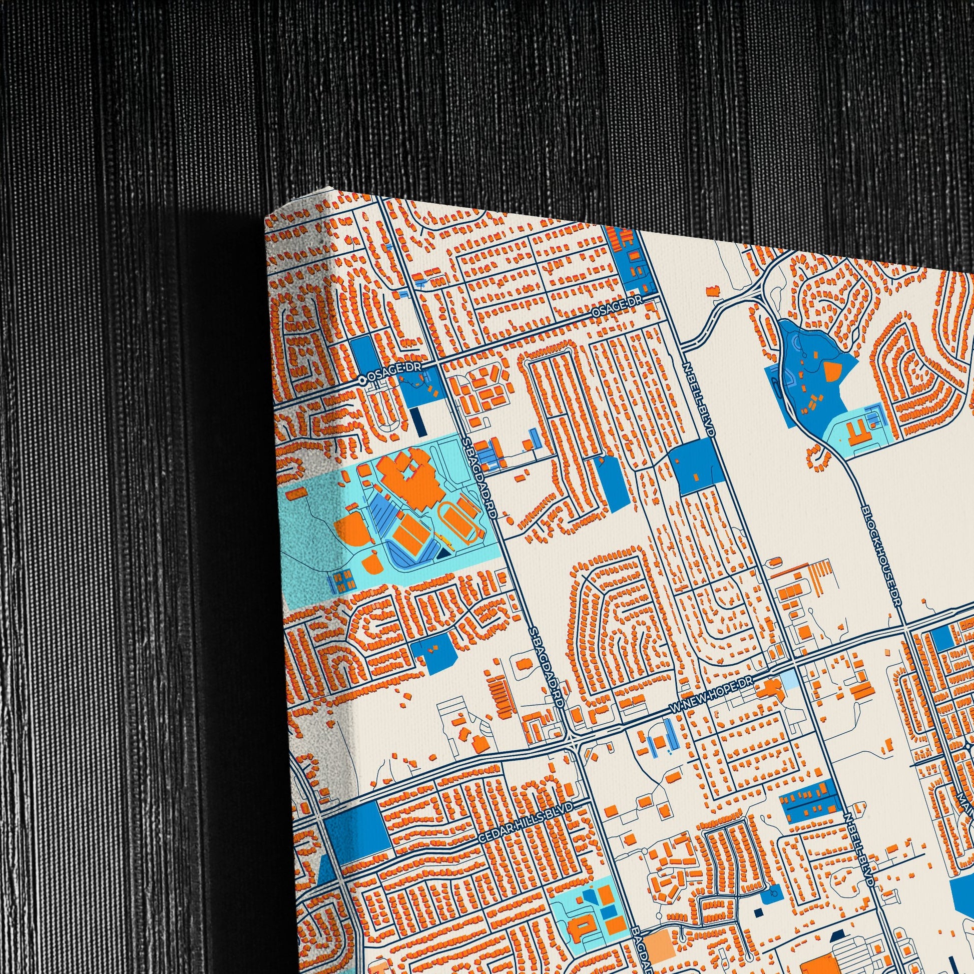 Cedar Park Texas Colorful City Map Canvas Print Detail