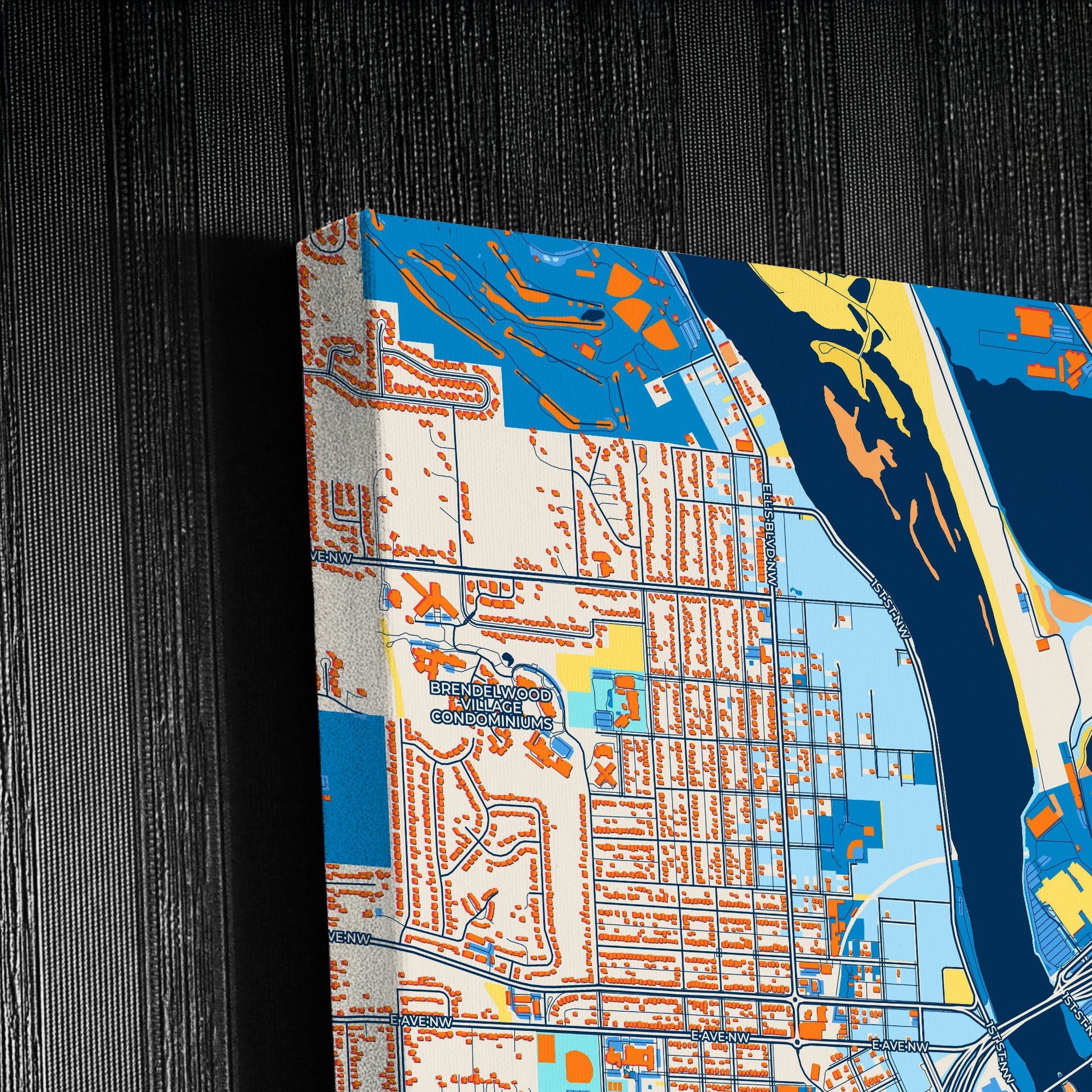 Cedar Rapids Iowa Colorful City Map Canvas Print Detail