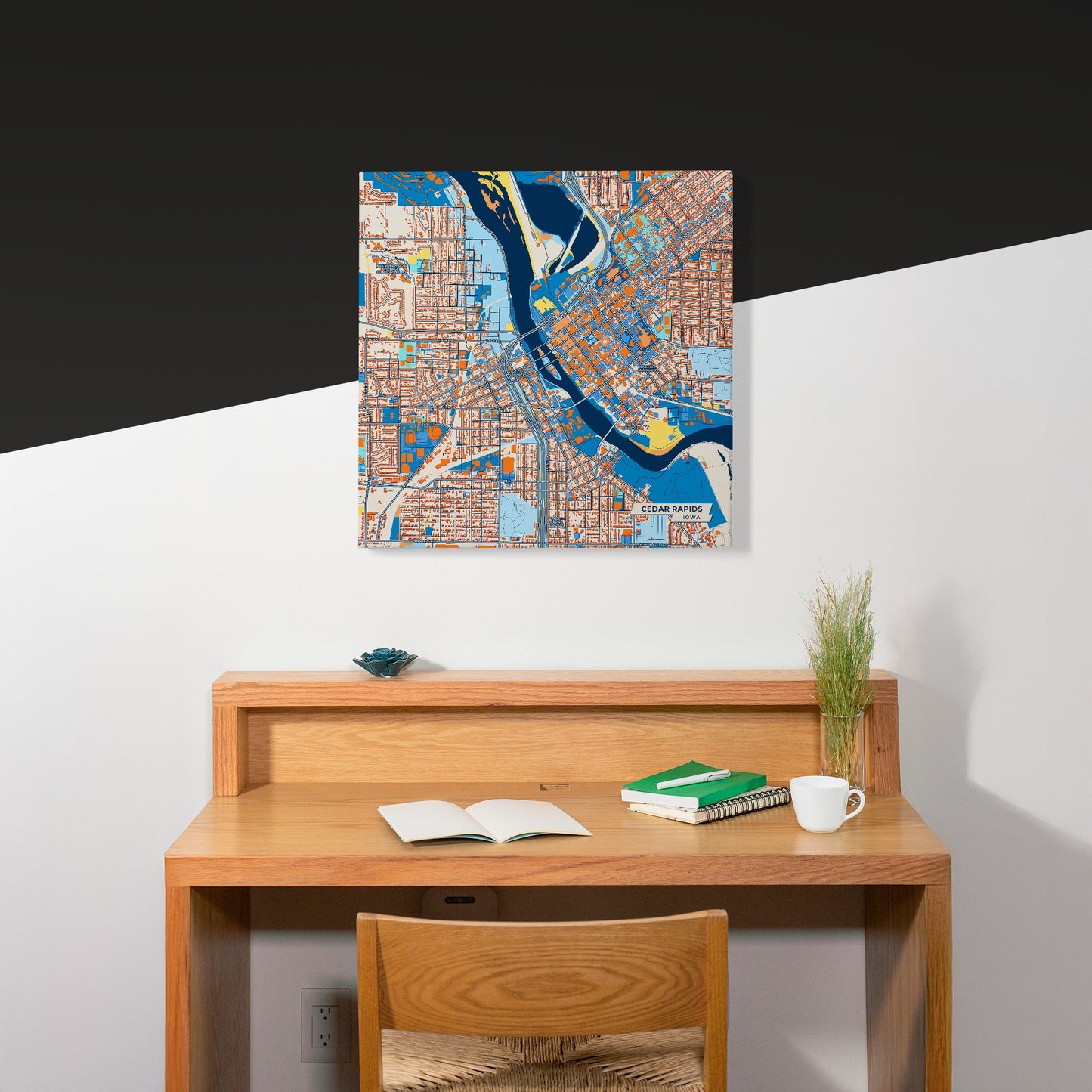 Cedar Rapids Iowa Colorful City Map Canvas Print Scene