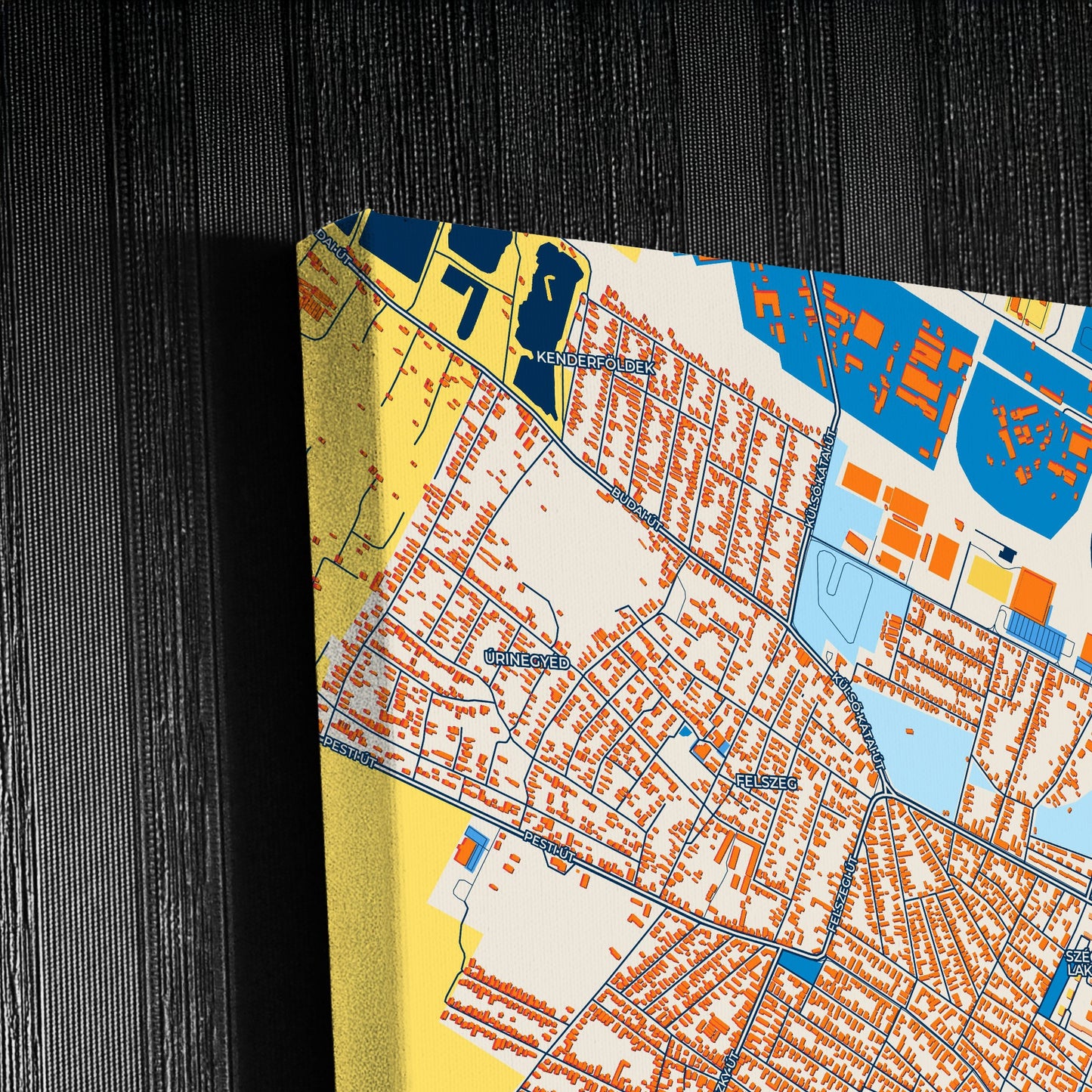 Cegléd Hungary Colorful City Map Canvas Print Detail