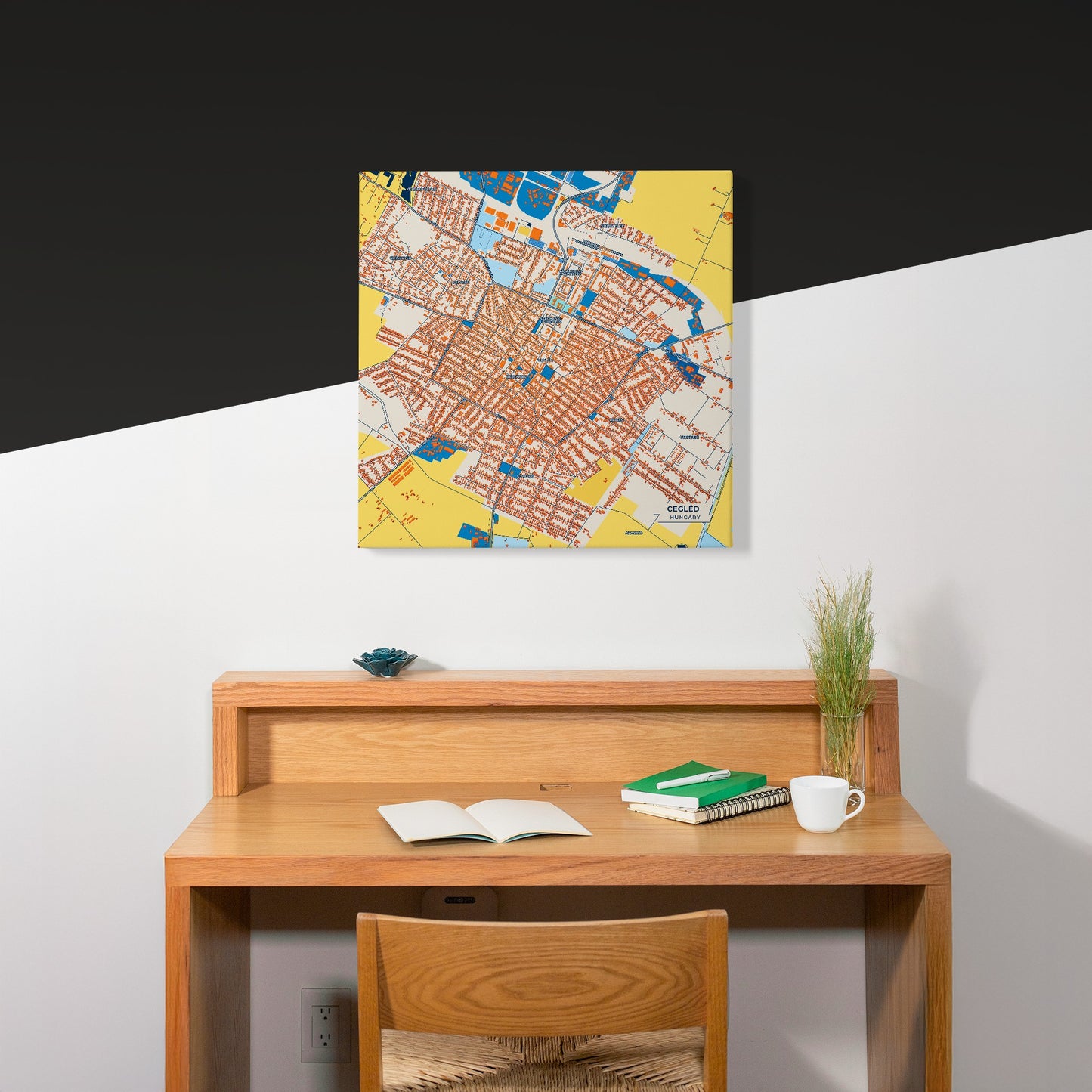 Cegléd Hungary Colorful City Map Canvas Print Scene