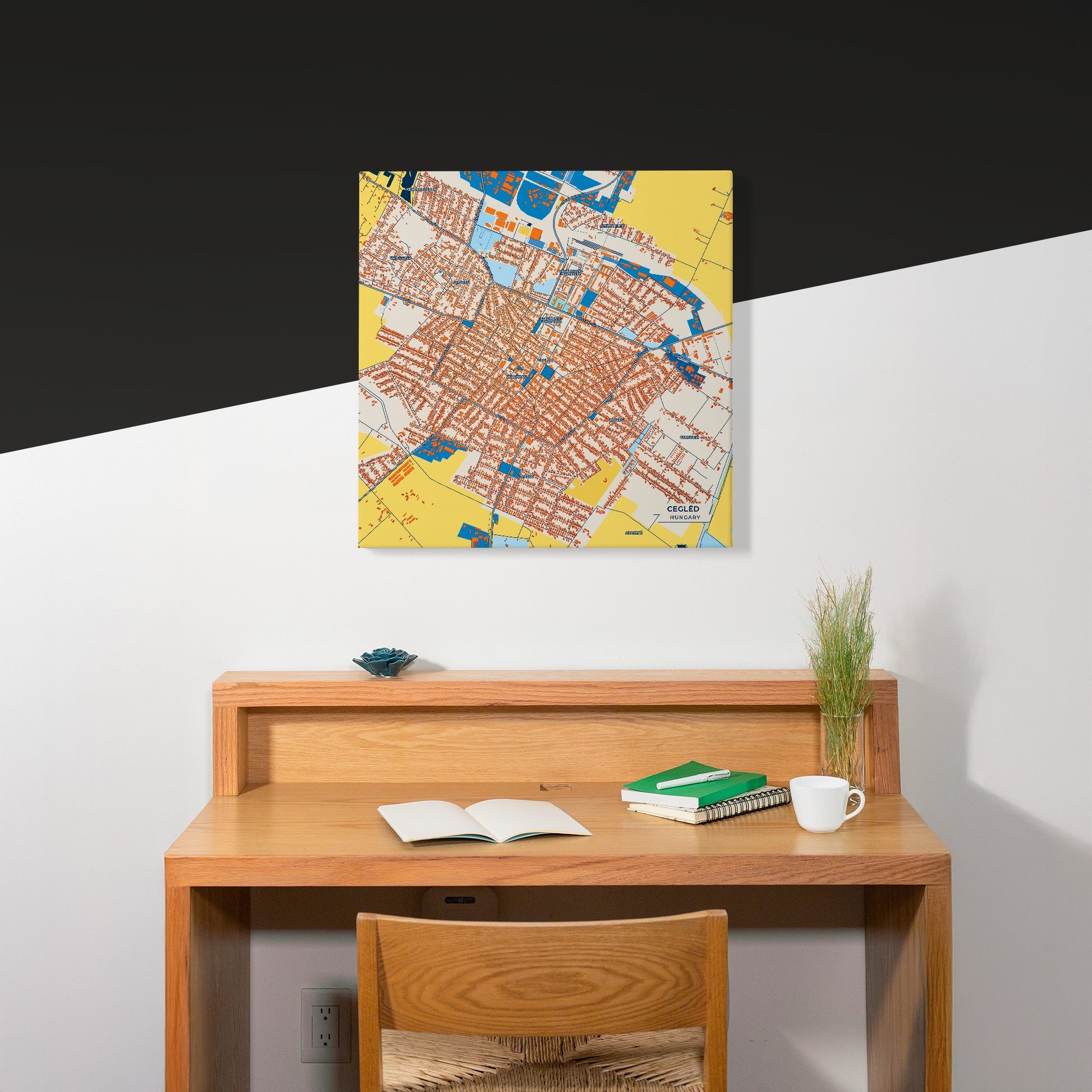 Cegléd Hungary Colorful City Map Canvas Print Scene
