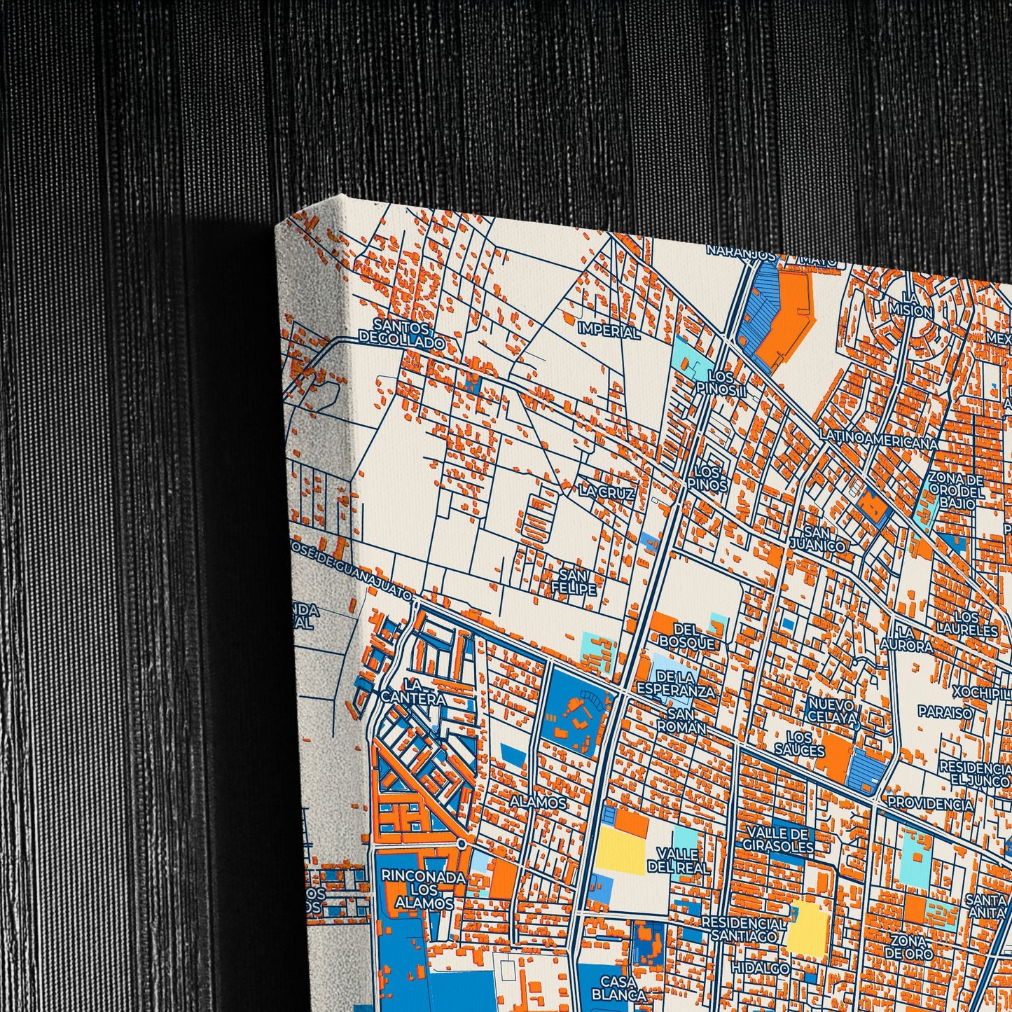 Celaya Mexico Colorful City Map Canvas Print Detail