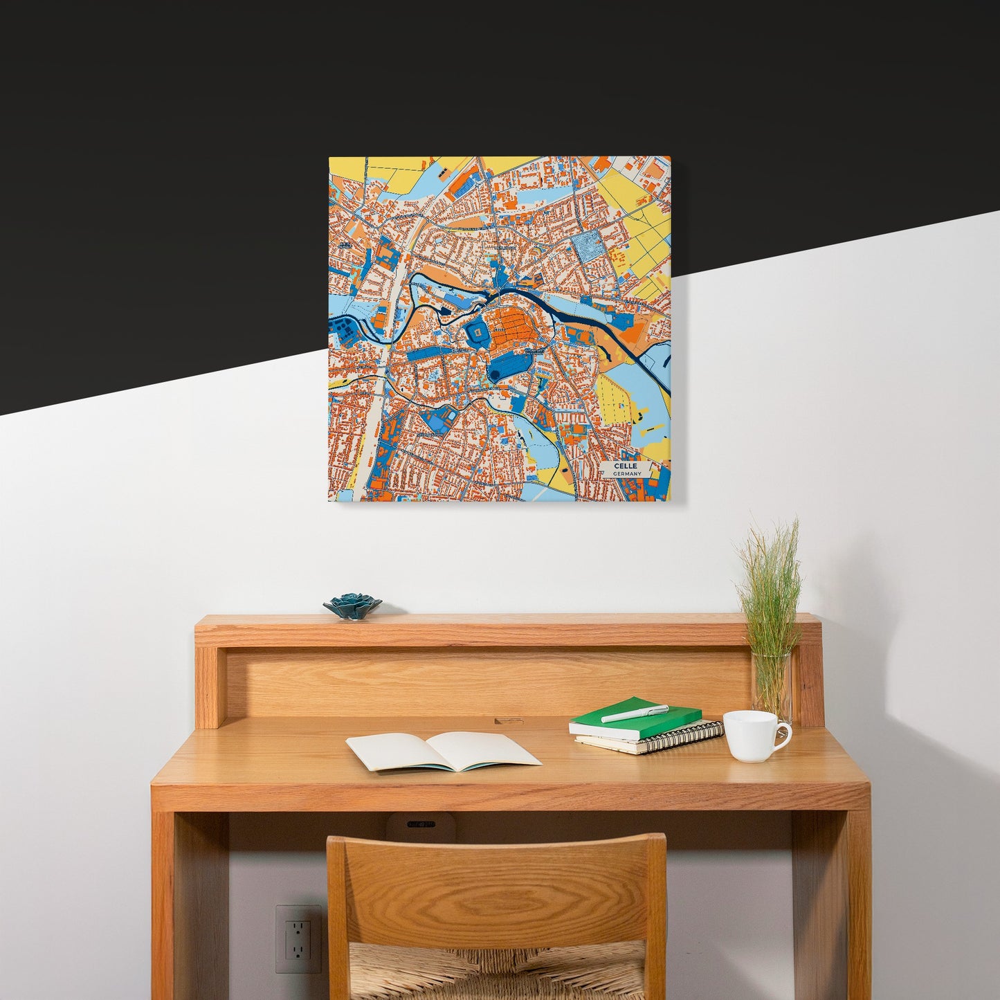 Celle Germany Colorful City Map Canvas Print Scene