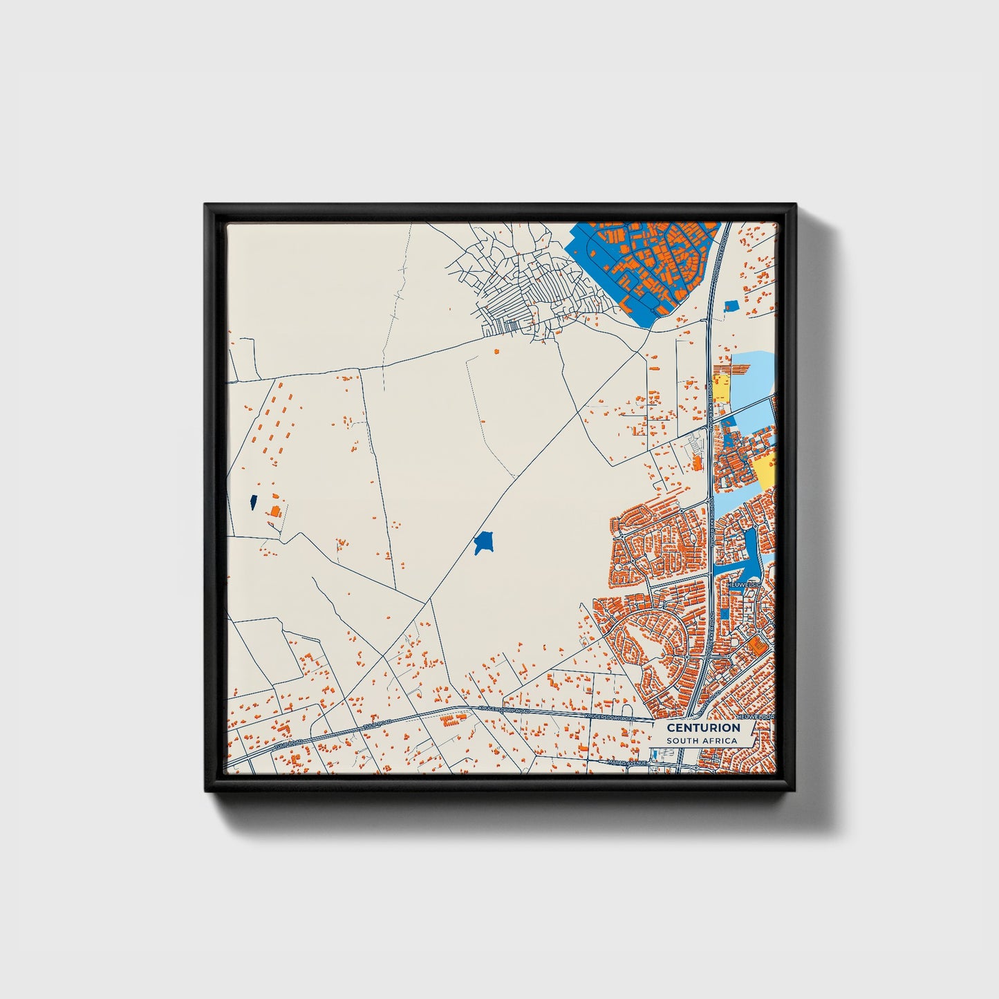Centurion South Africa Colorful City Map Canvas Print • Black Framed
