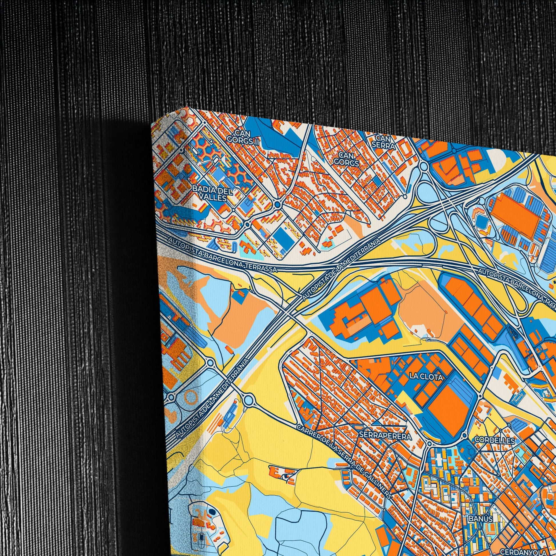 Cerdanyola Del Vallès Spain Colorful City Map Canvas Print Detail