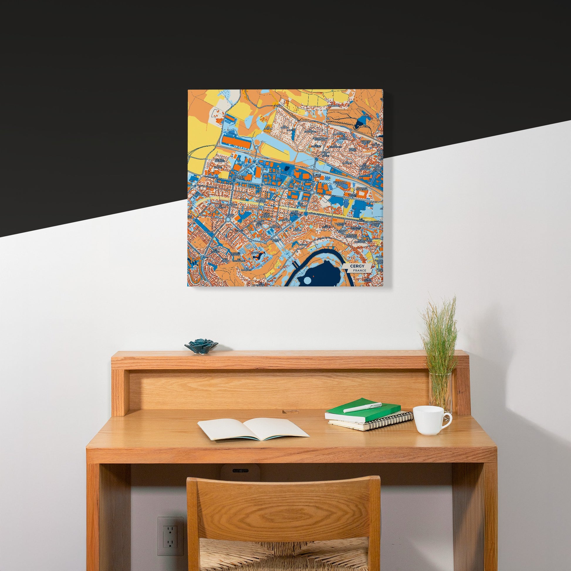 Cergy France Colorful City Map Canvas Print Scene