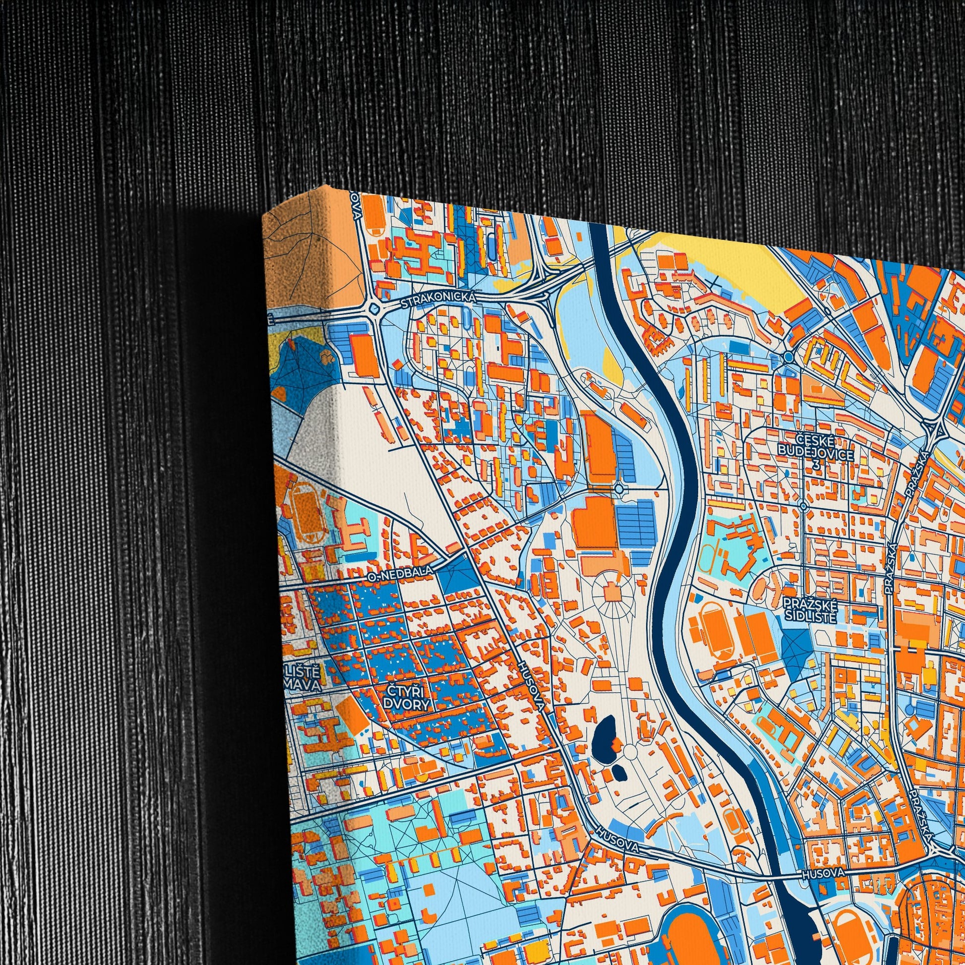 Českébudějovice Czechia Colorful City Map Canvas Print Detail