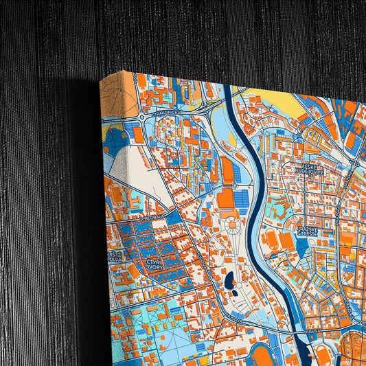 Českébudějovice Czechia Colorful City Map Canvas Print Detail