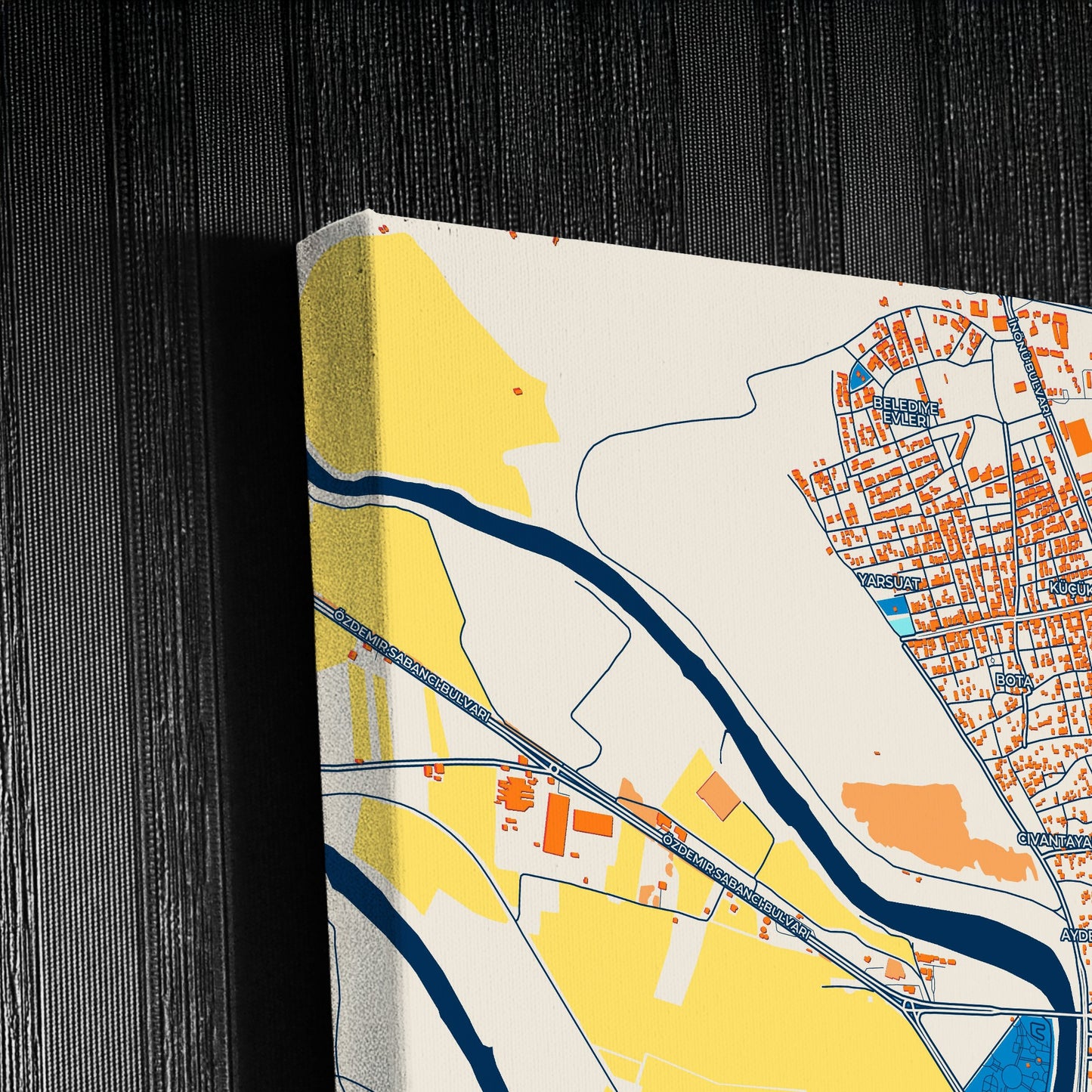 Ceyhan Turkey Colorful City Map Canvas Print Detail