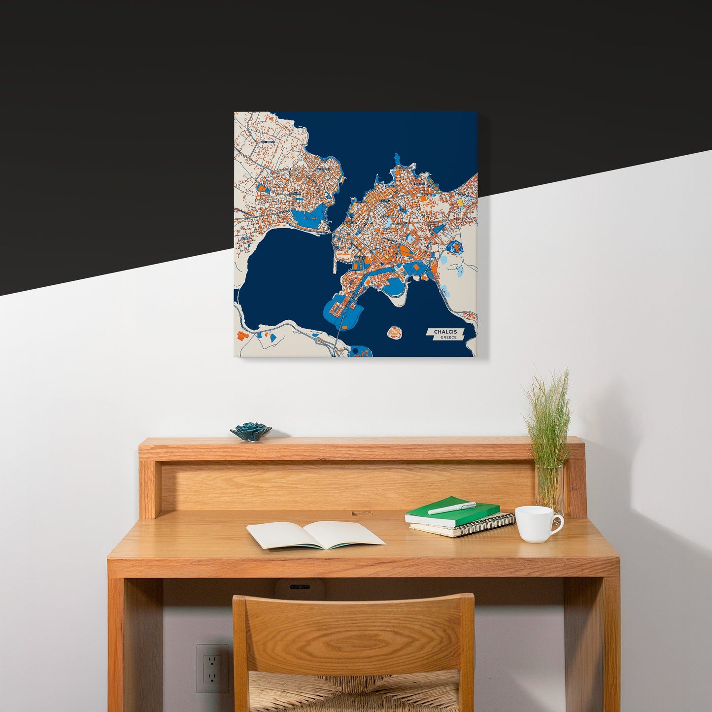 Χαλκιδα Greece Colorful City Map Canvas Print Scene