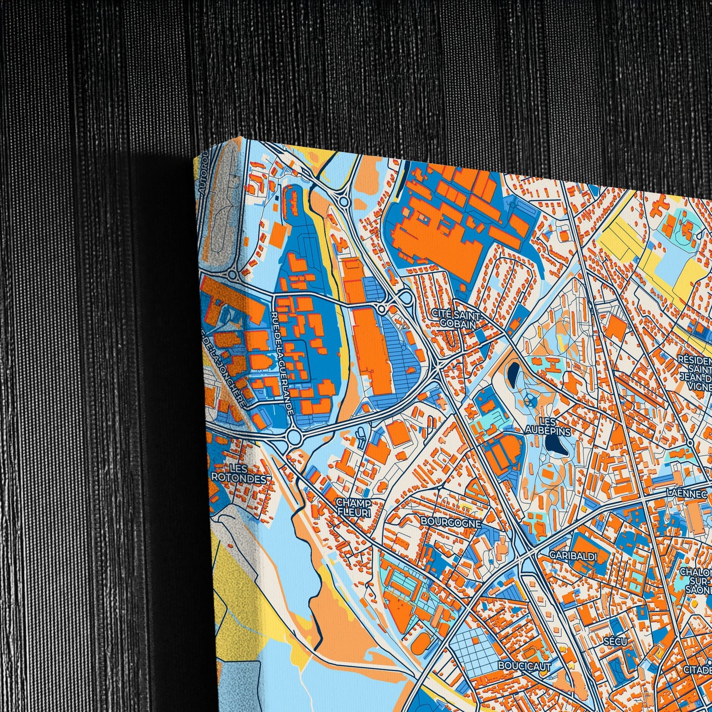 Chalon-Sur-Saône France Colorful City Map Canvas Print Detail