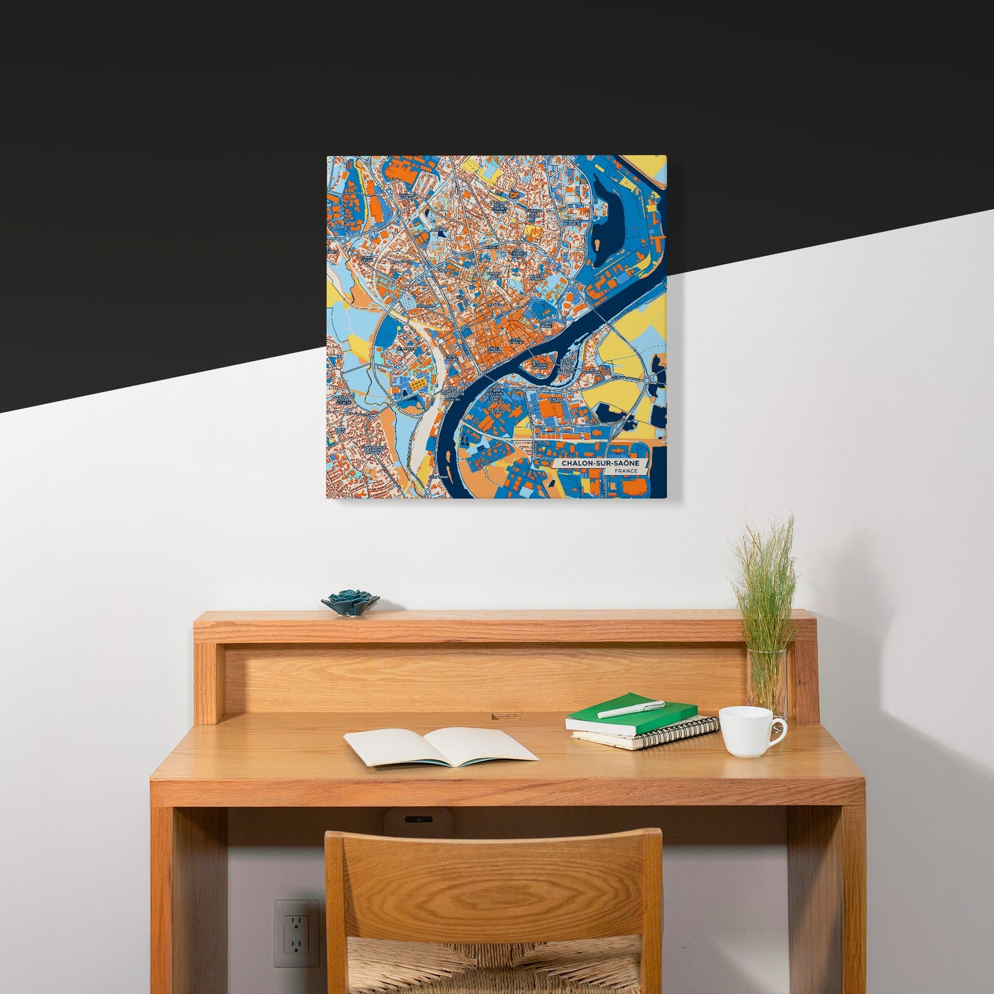 Chalon-Sur-Saône France Colorful City Map Canvas Print Scene