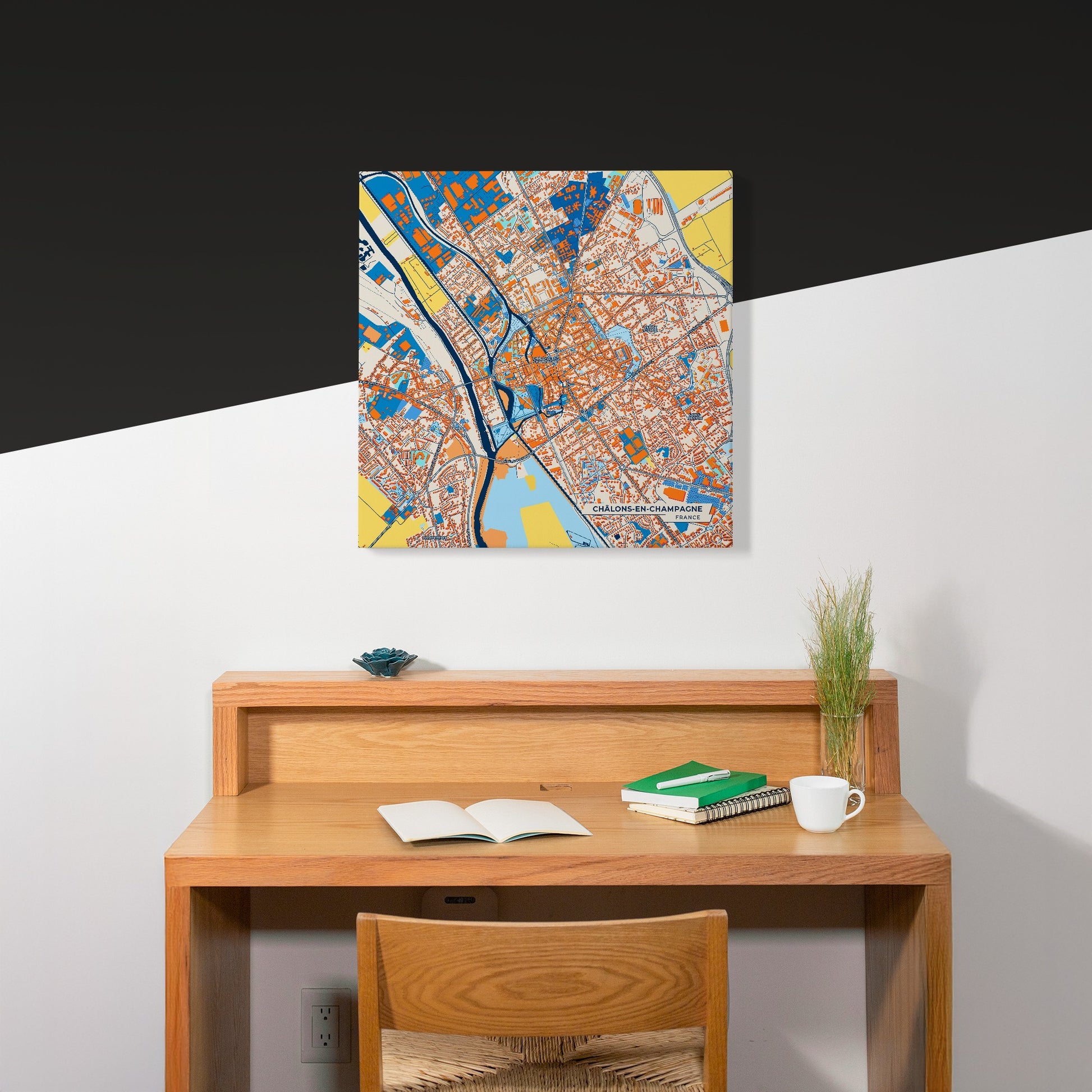 Châlons-En-Champagne France Colorful City Map Canvas Print Scene