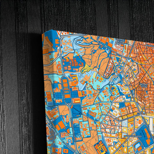 Chamberí Spain Colorful City Map Canvas Print Detail