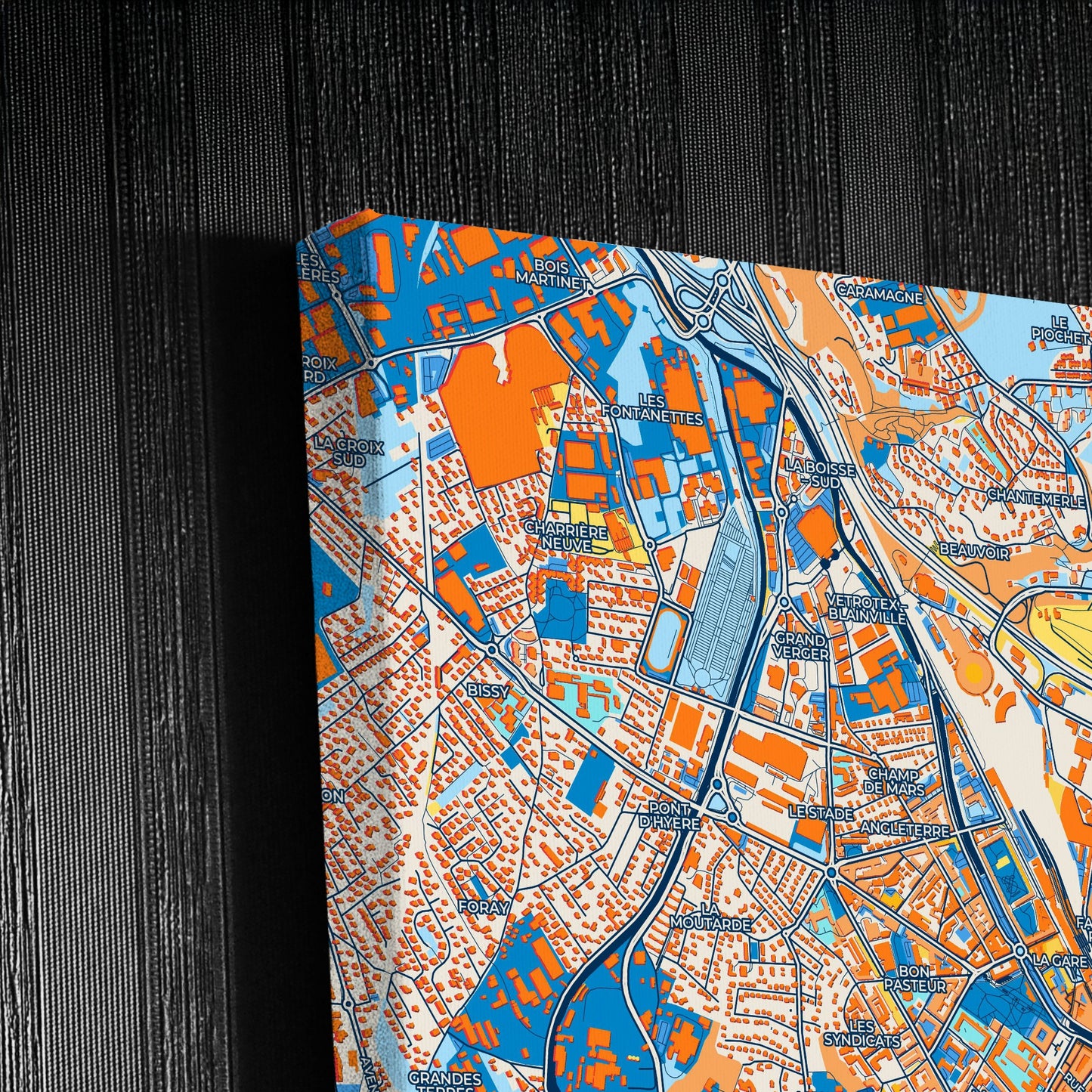 Chambéry France Colorful City Map Canvas Print Detail