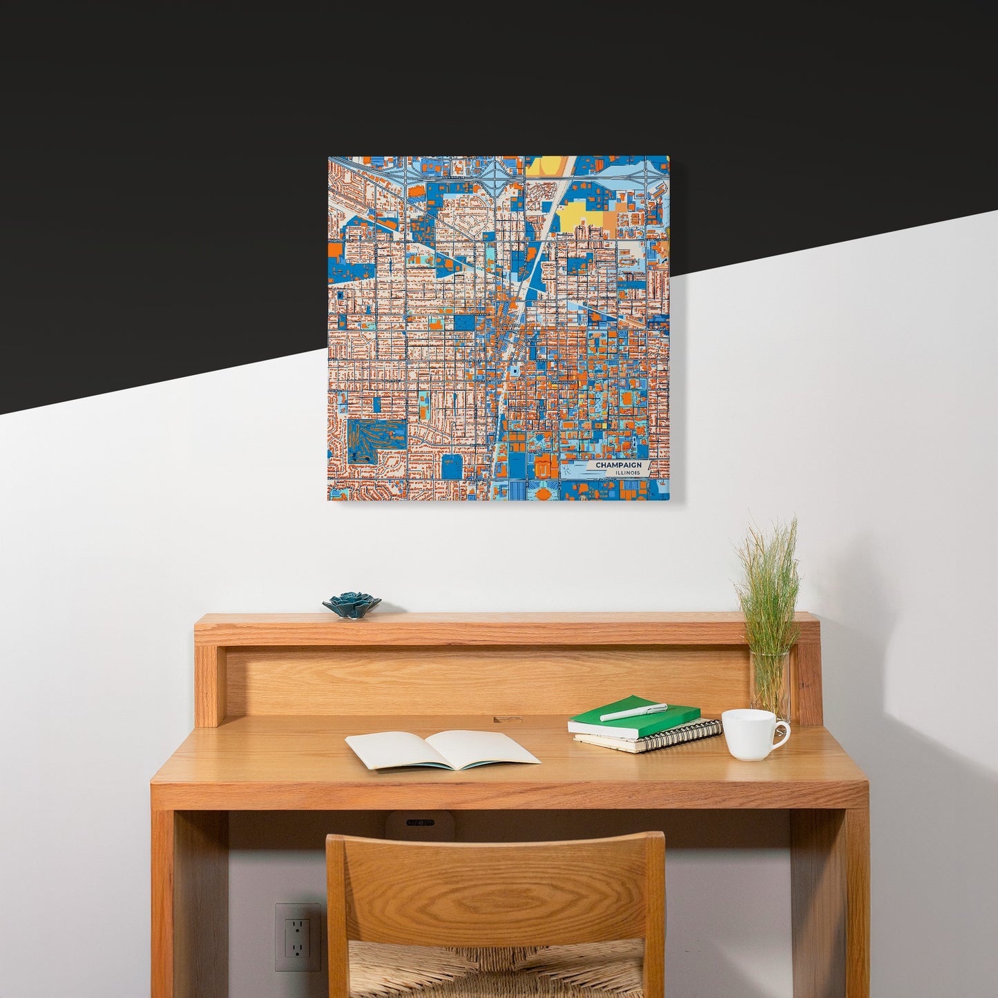Champaign Illinois Colorful City Map Canvas Print Scene