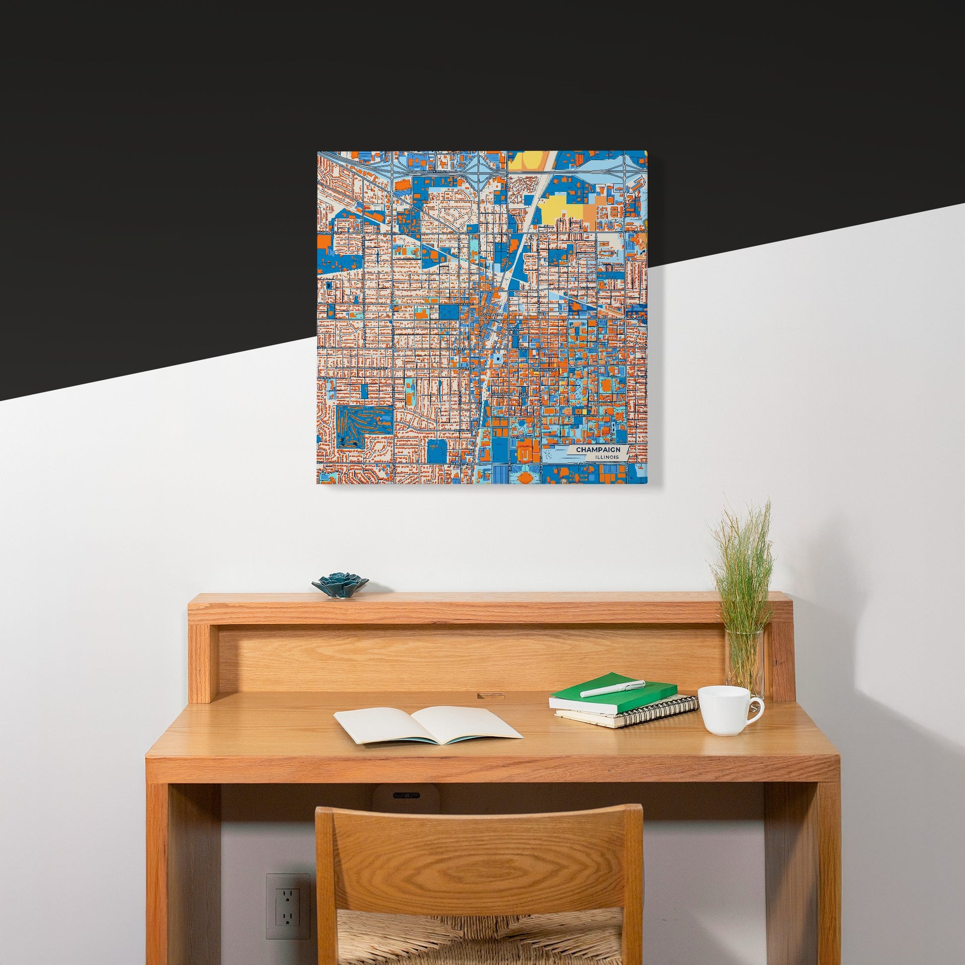 Champaign Illinois Colorful City Map Canvas Print Scene