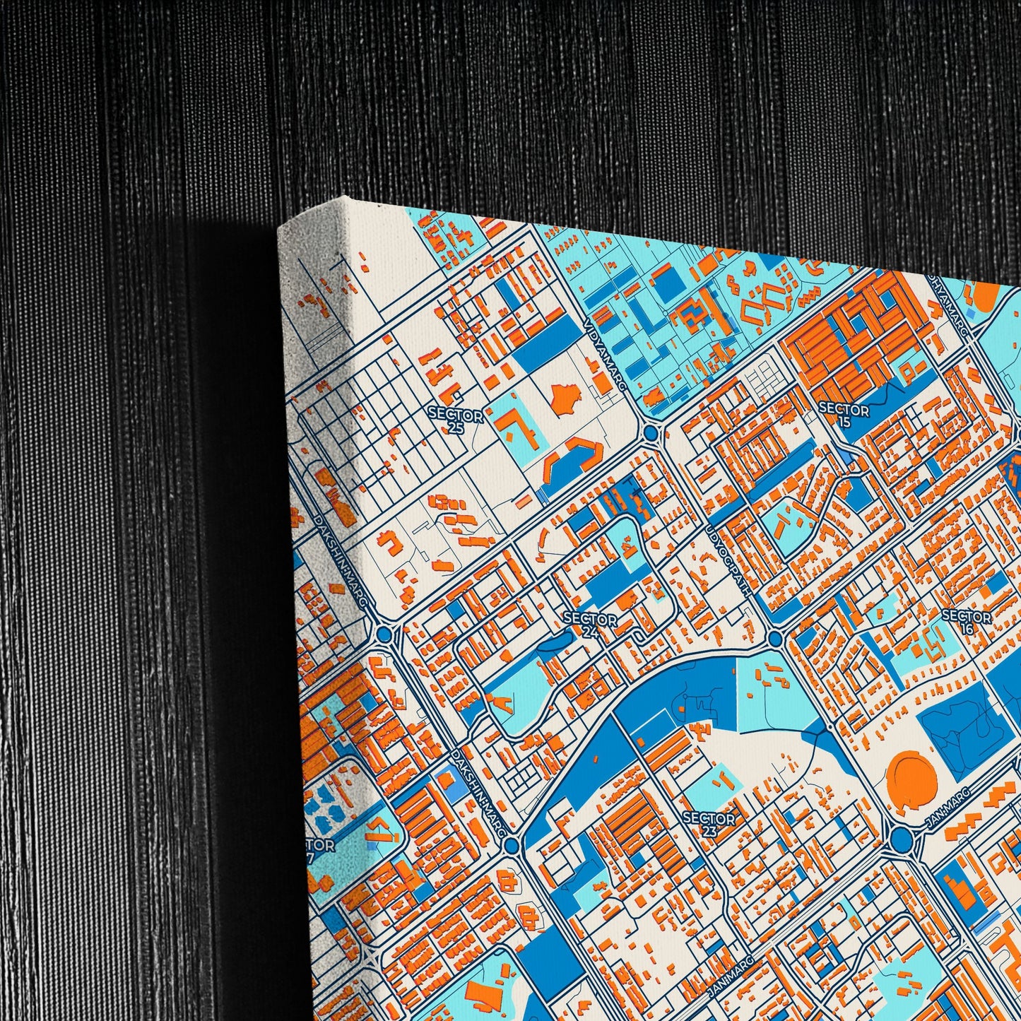 Chandigarh India Colorful City Map Canvas Print Detail