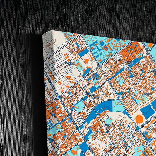 Chandigarh India Colorful City Map Canvas Print Detail