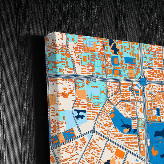 Changchun China Colorful City Map Canvas Print Detail