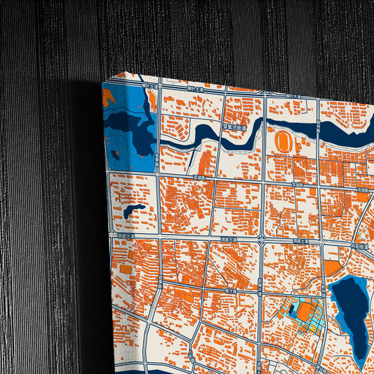 Changde China Colorful City Map Canvas Print Detail
