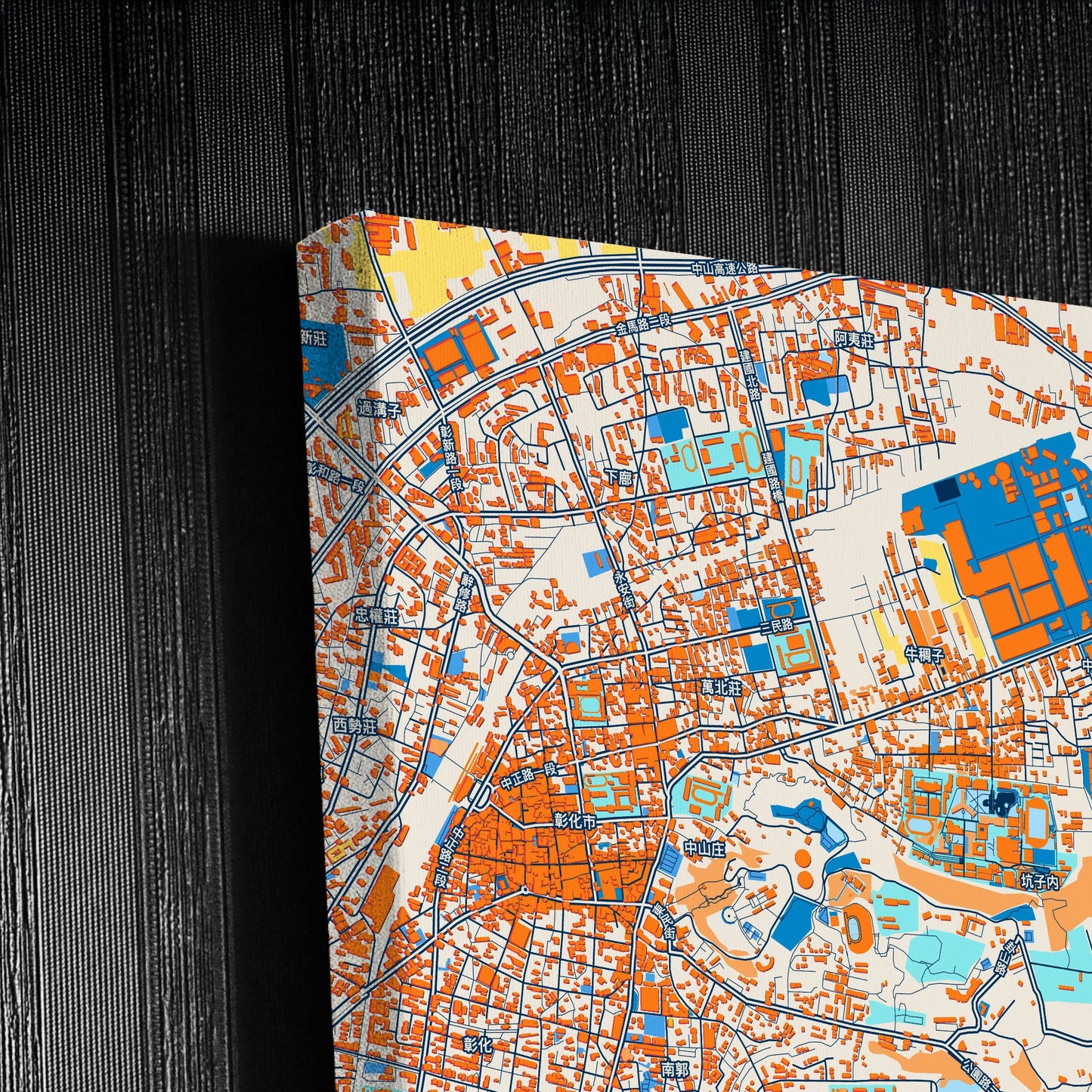 Changhua Taiwan Colorful City Map Canvas Print Detail