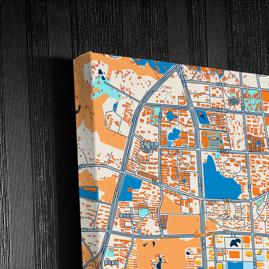 Changsha China Colorful City Map Canvas Print Detail
