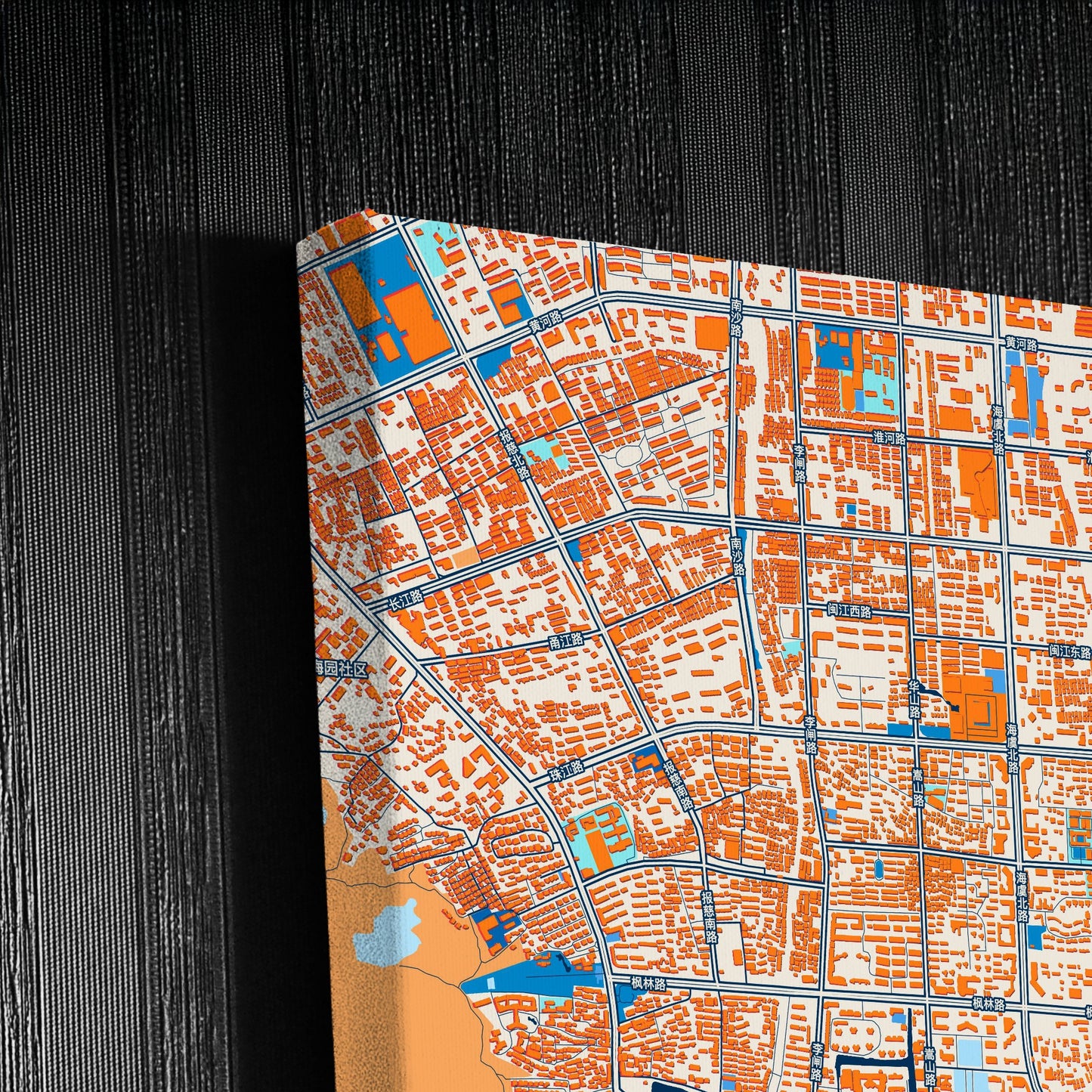 Changshu China Colorful City Map Canvas Print Detail