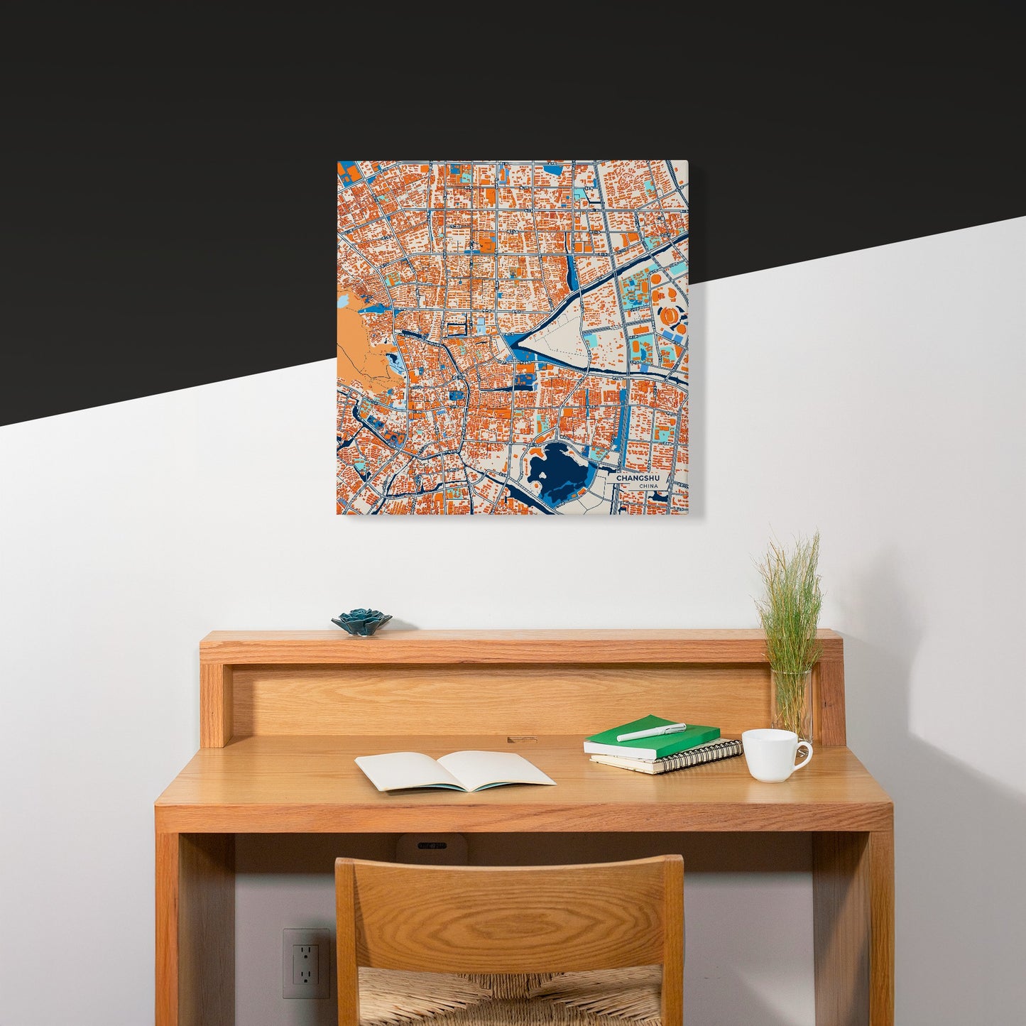 Changshu China Colorful City Map Canvas Print Scene