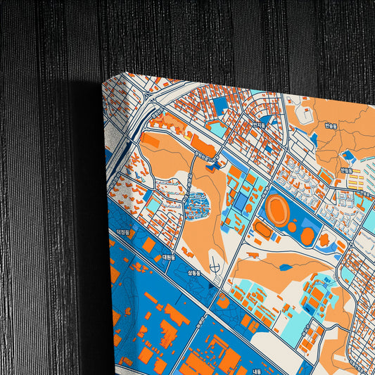 Changwon South Korea Colorful City Map Canvas Print Detail