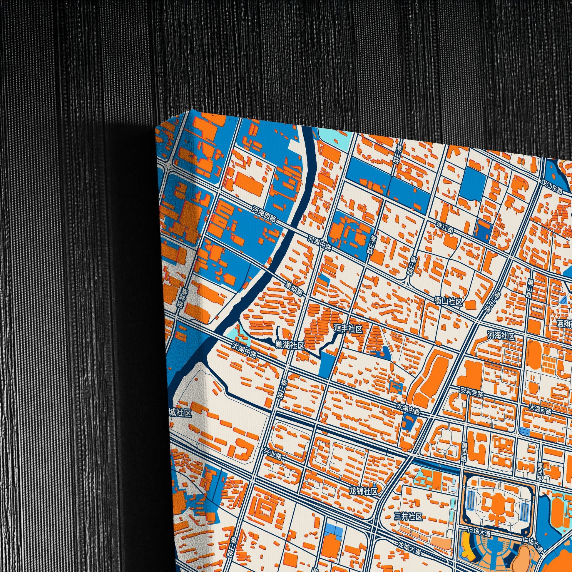 Changzhou China Colorful City Map Canvas Print Detail