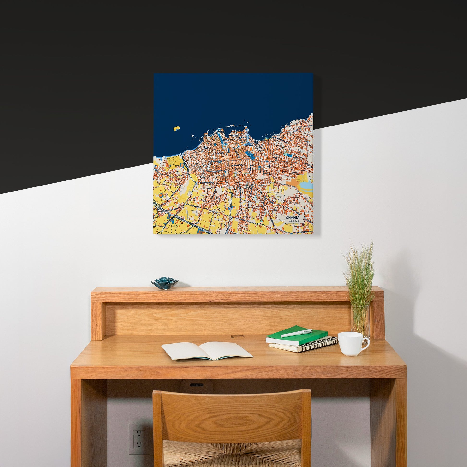Χανια Greece Colorful City Map Canvas Print Scene