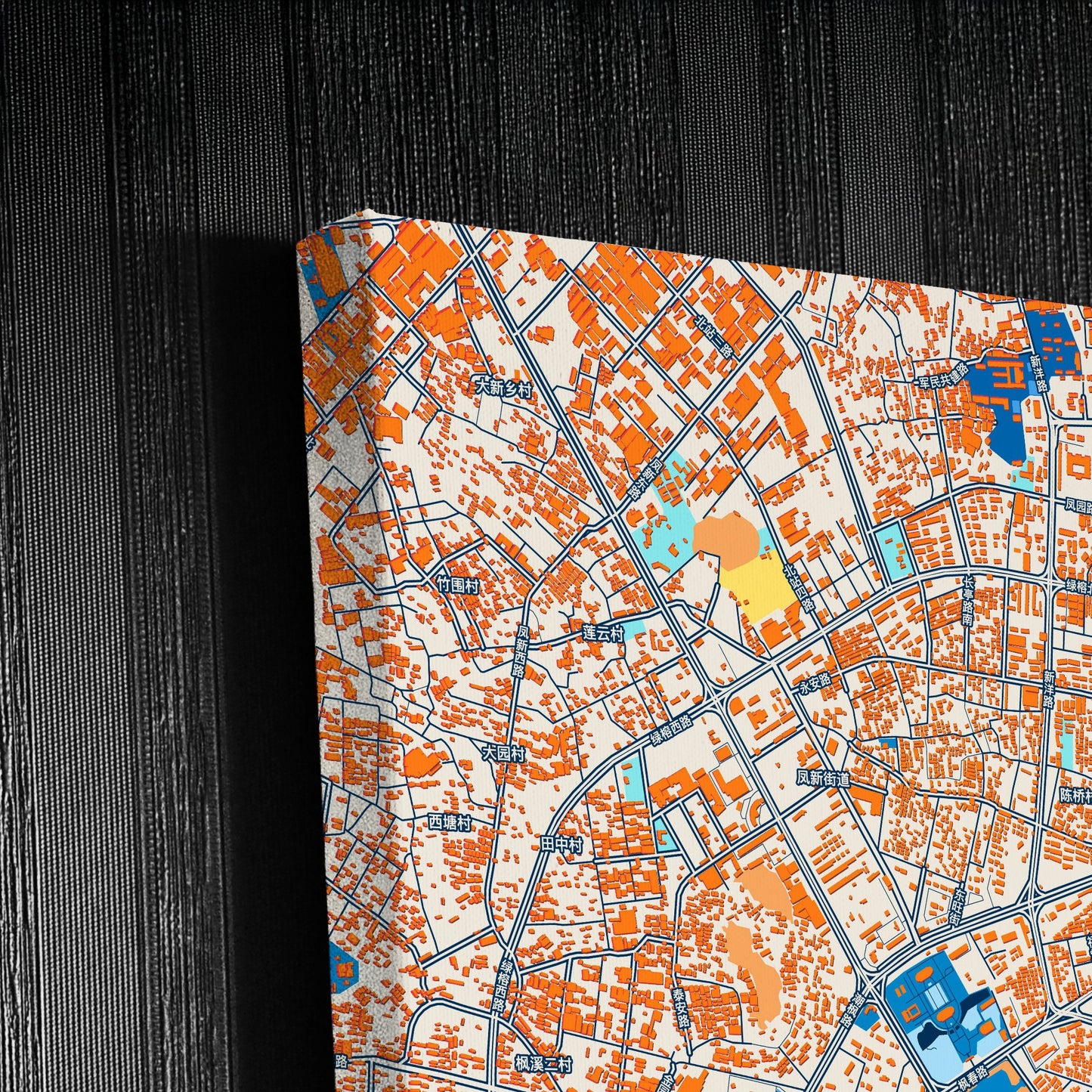 Chaozhou China Colorful City Map Canvas Print Detail