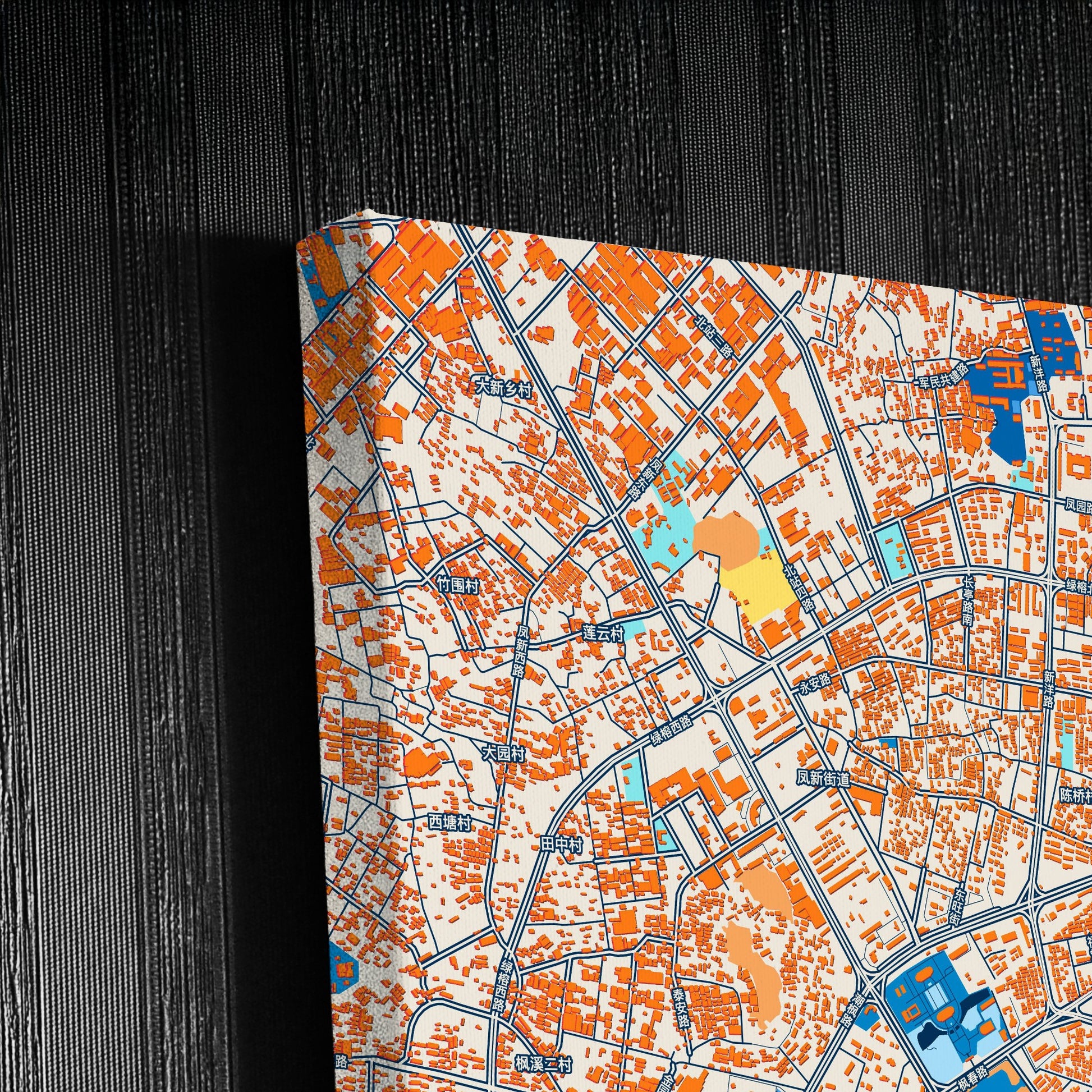 Chaozhou China Colorful City Map Canvas Print Detail