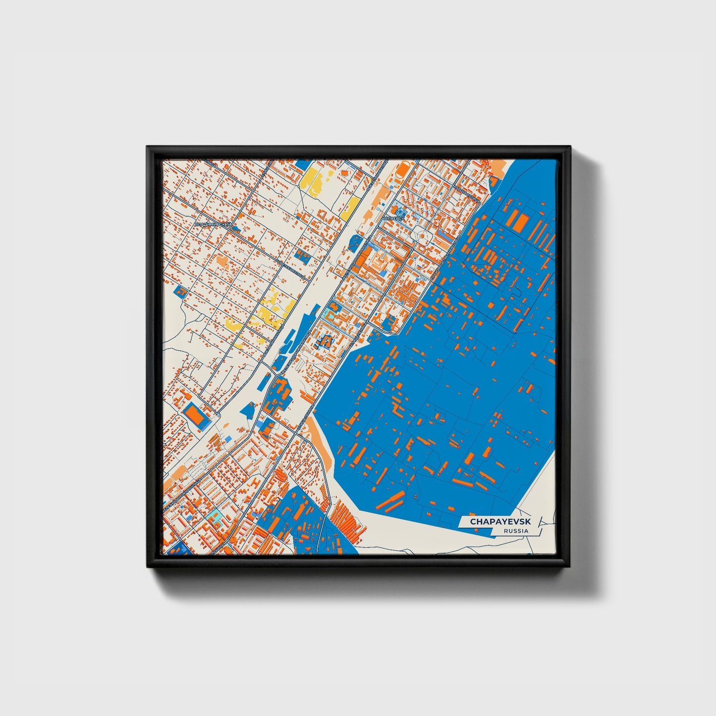 Чапаевск Russia Colorful City Map Canvas Print • Black Framed