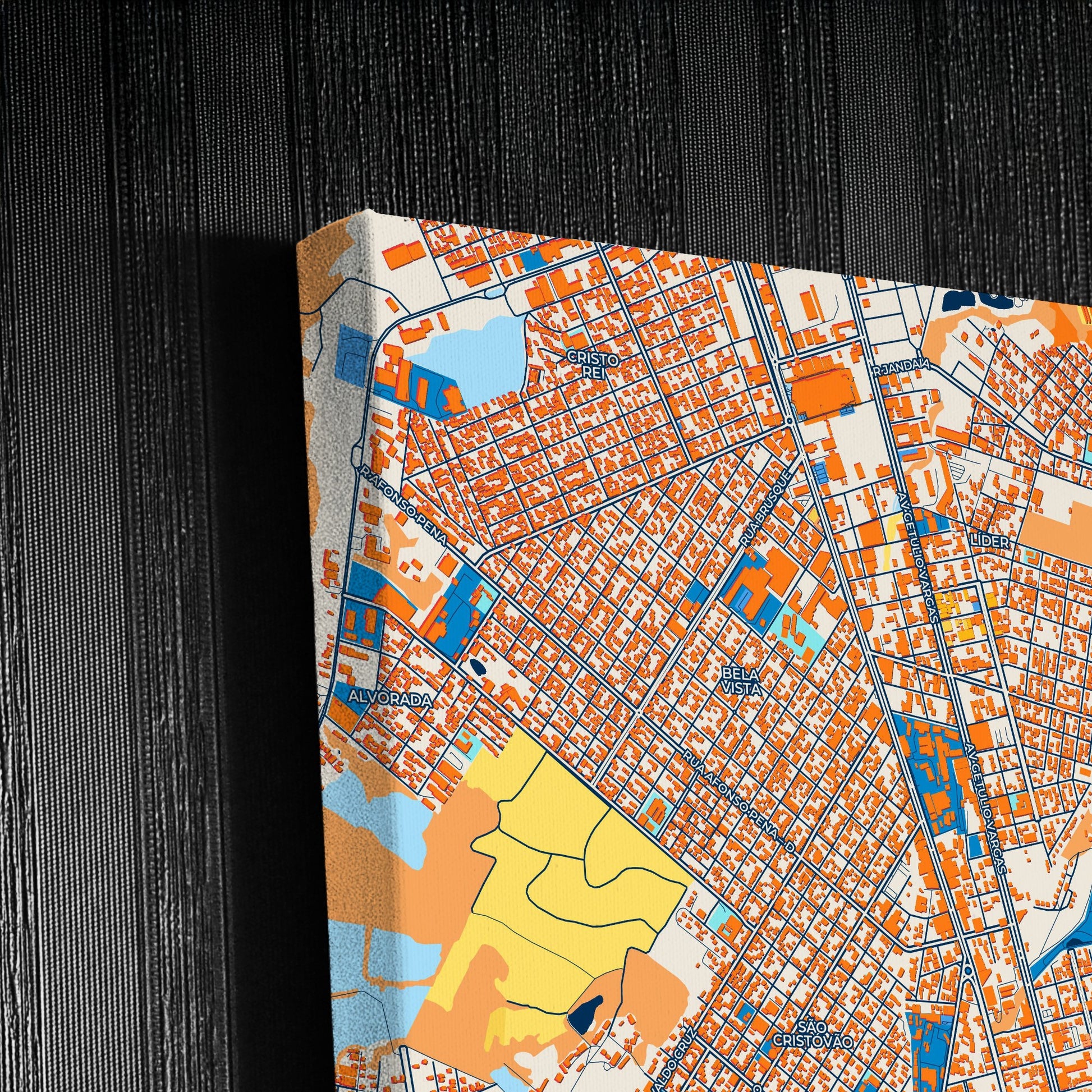 Chapeco Brazil Colorful City Map Canvas Print Detail