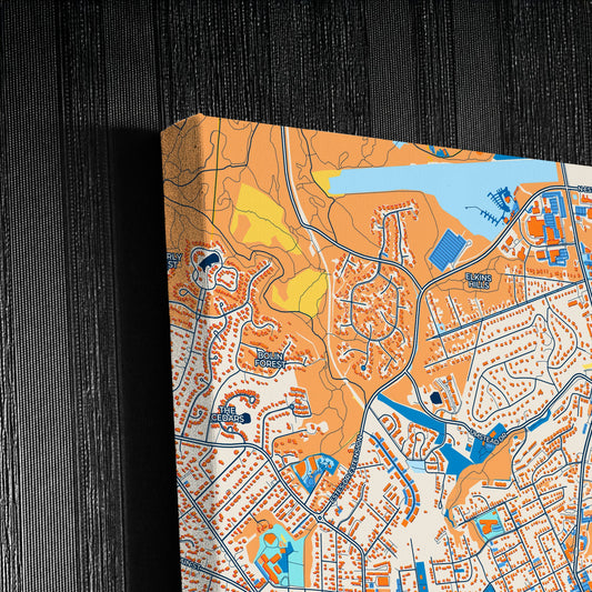Chapel Hill North Carolina Colorful City Map Canvas Print Detail